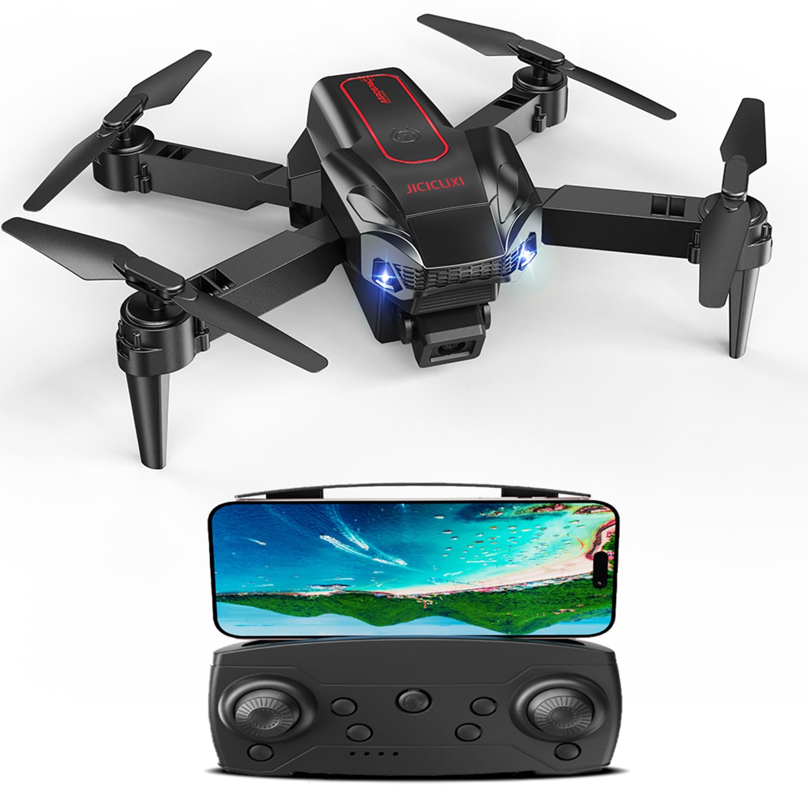 Drohne mit Kamera 4K für Anfänger, Kinder & Erwachsene, Mini Drohne mit WiFi, 2 Akkus für lange Flugzeit, Ein-Knopf Start/Landung, Faltbar – RC Quadcopter Geschenk, Rot