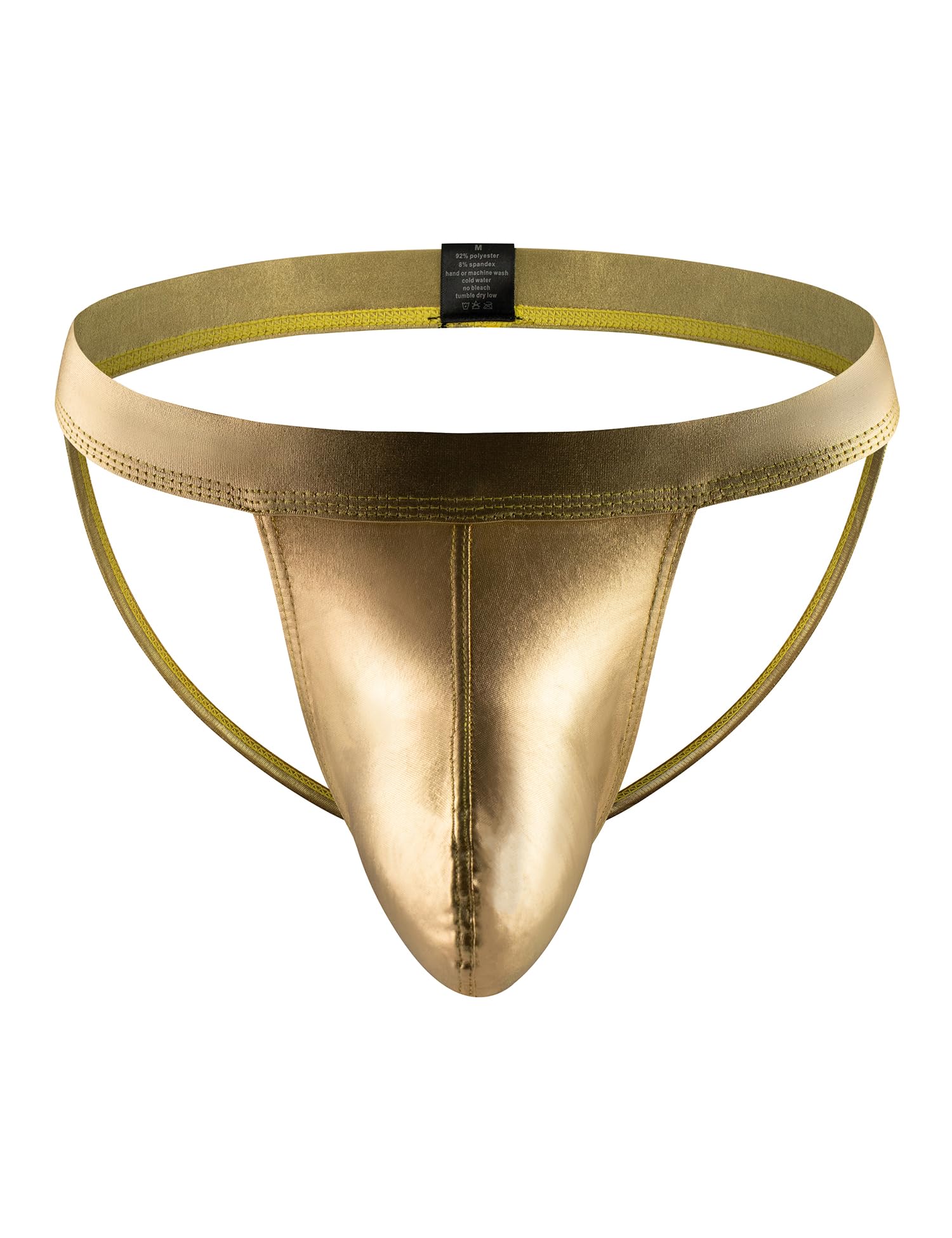 ohyeahladyMens Thongs Faux Leather Underwear Sexy Low Rise Jockstrap Bikini Briefs Bulge Pouch Underwear for Men