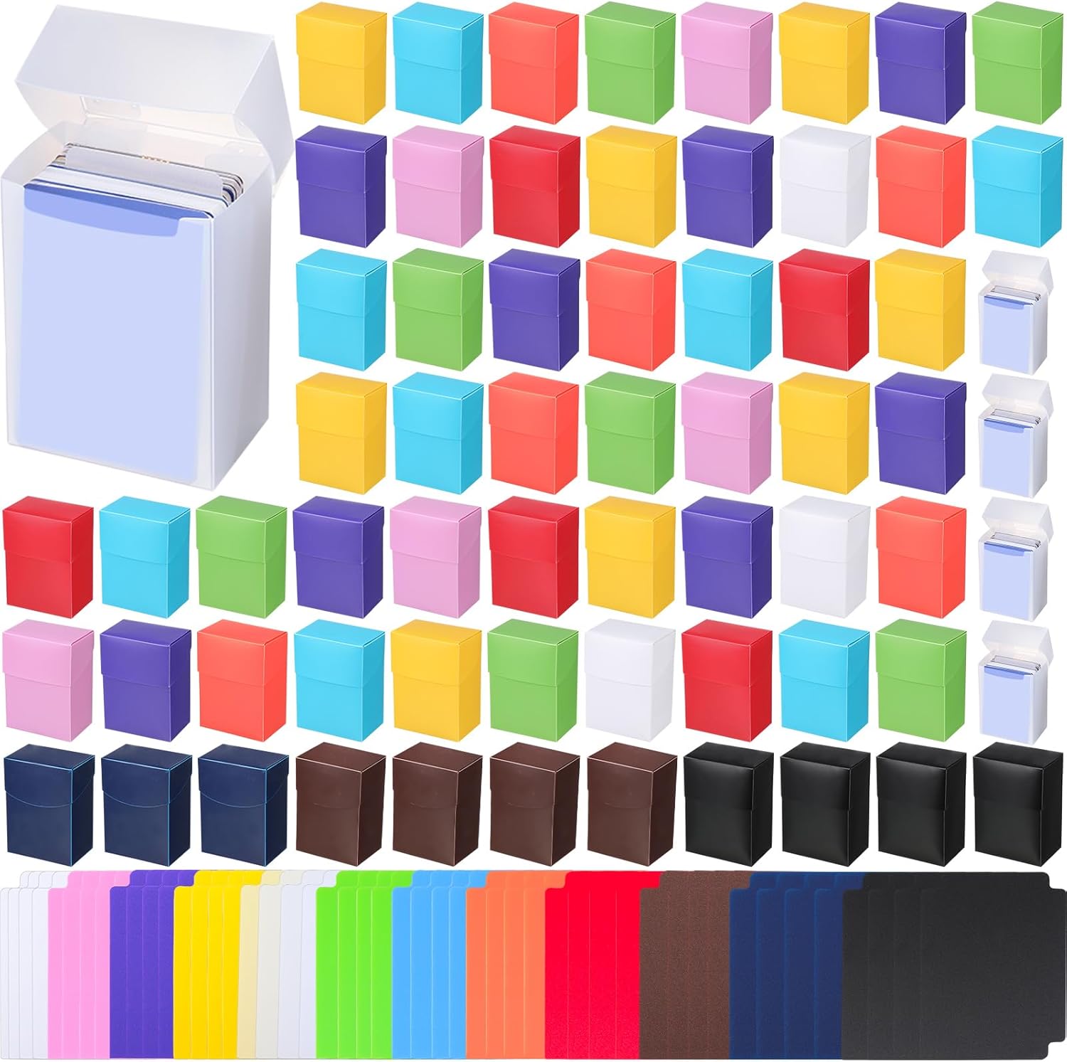 Leyndo 100 Pack TCG Cards Deck Boxes Trading Card Storage Box, Large Capacity with Dividers, Fits 80+ Cards Collectible Games Storage Organizer Cases, Colorful