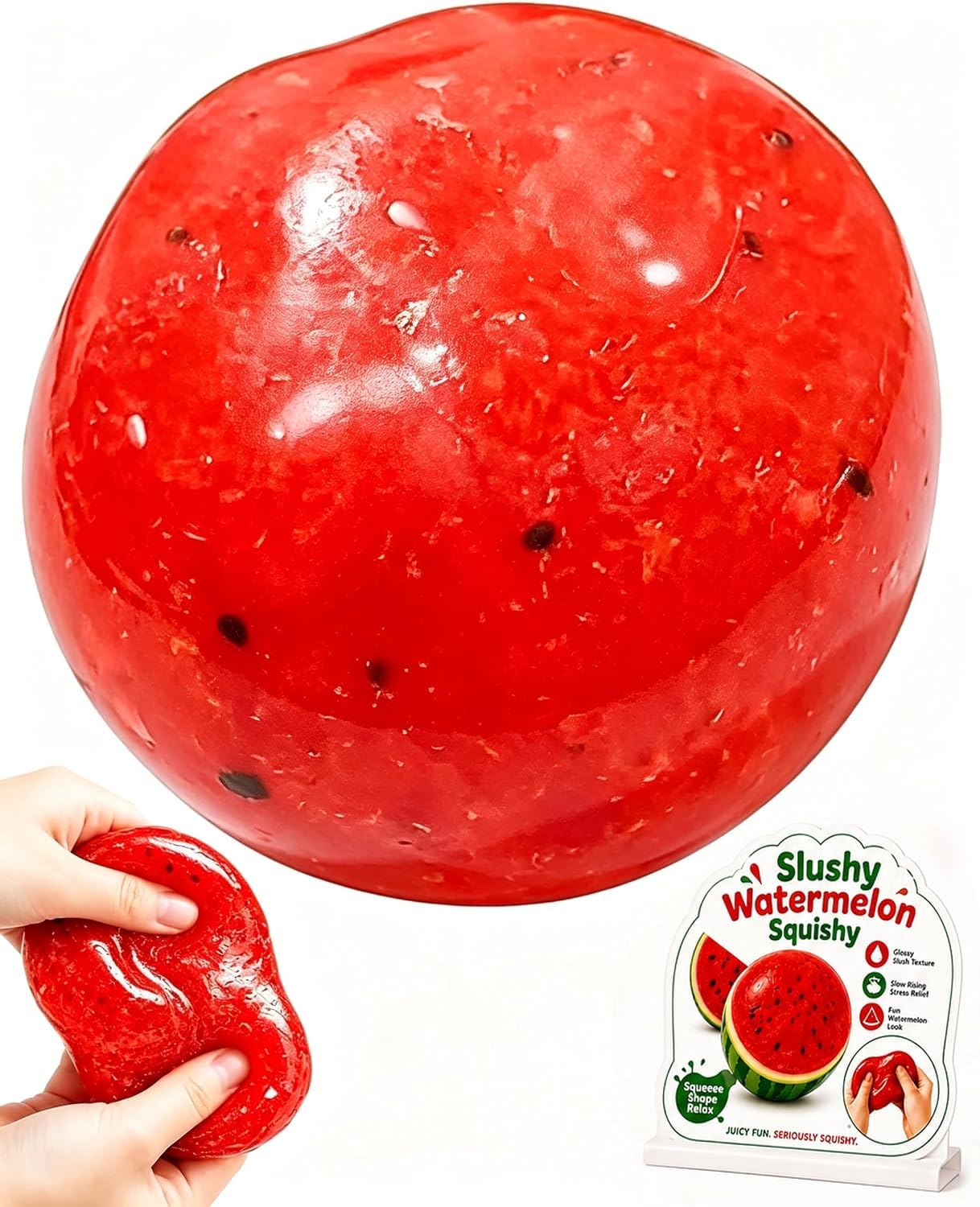 Slushy Watermelon Squishy, Soft Slow Rebound Watermelon Fruit Slush Stress Ball Squeeze, Realistic Cute Sensory Squishy Slushy, Fun Desktop Gadget For Adults Teens Office Desk â image 1