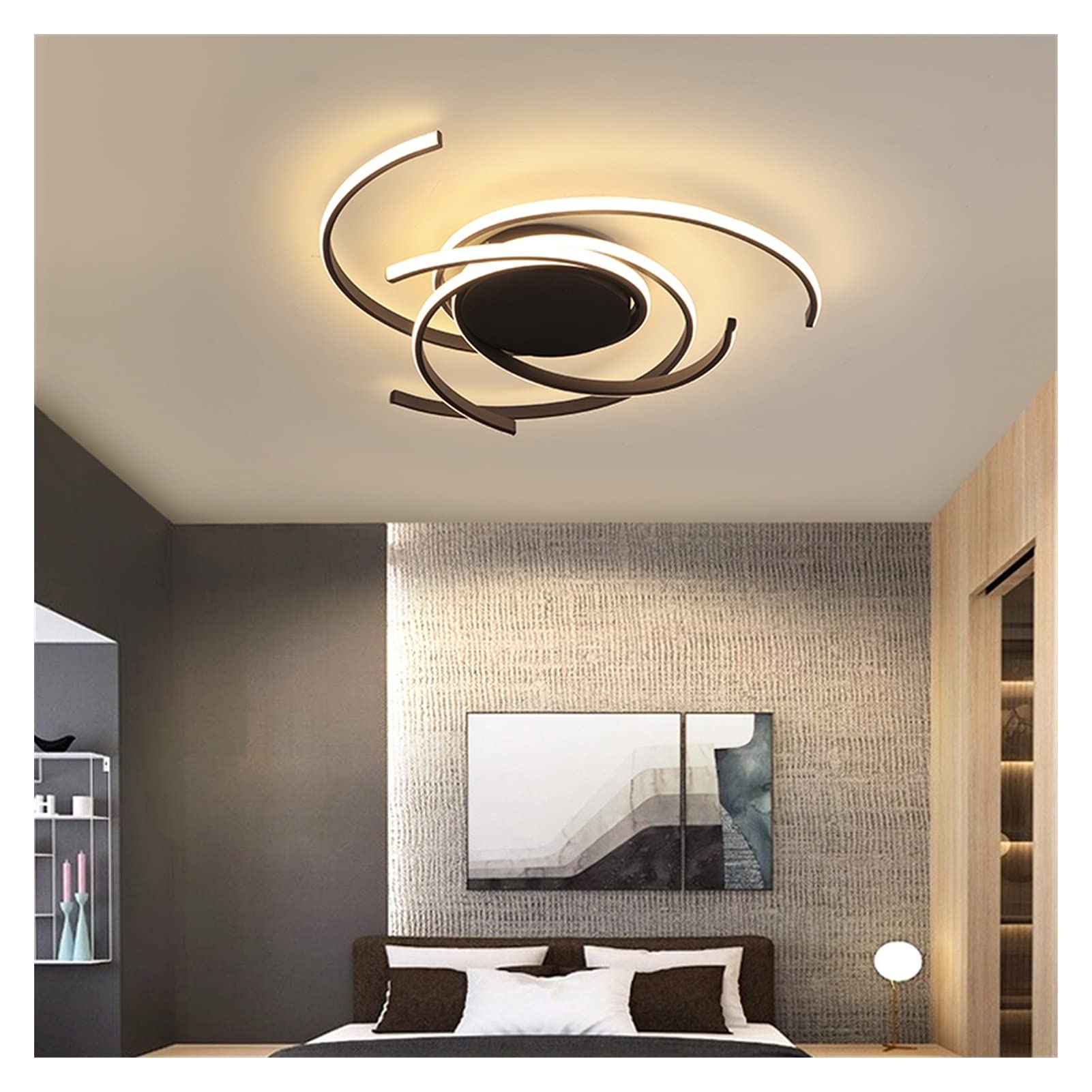 Daoke Chandelier, Ceiling Chandelier Lighting for Living Room, Bedroom -, Aluminum Chandelier for Bedroom, LED Aluminum Modern Chandeliers (Color : Black75x10cm69W, Size : Warmwhite)