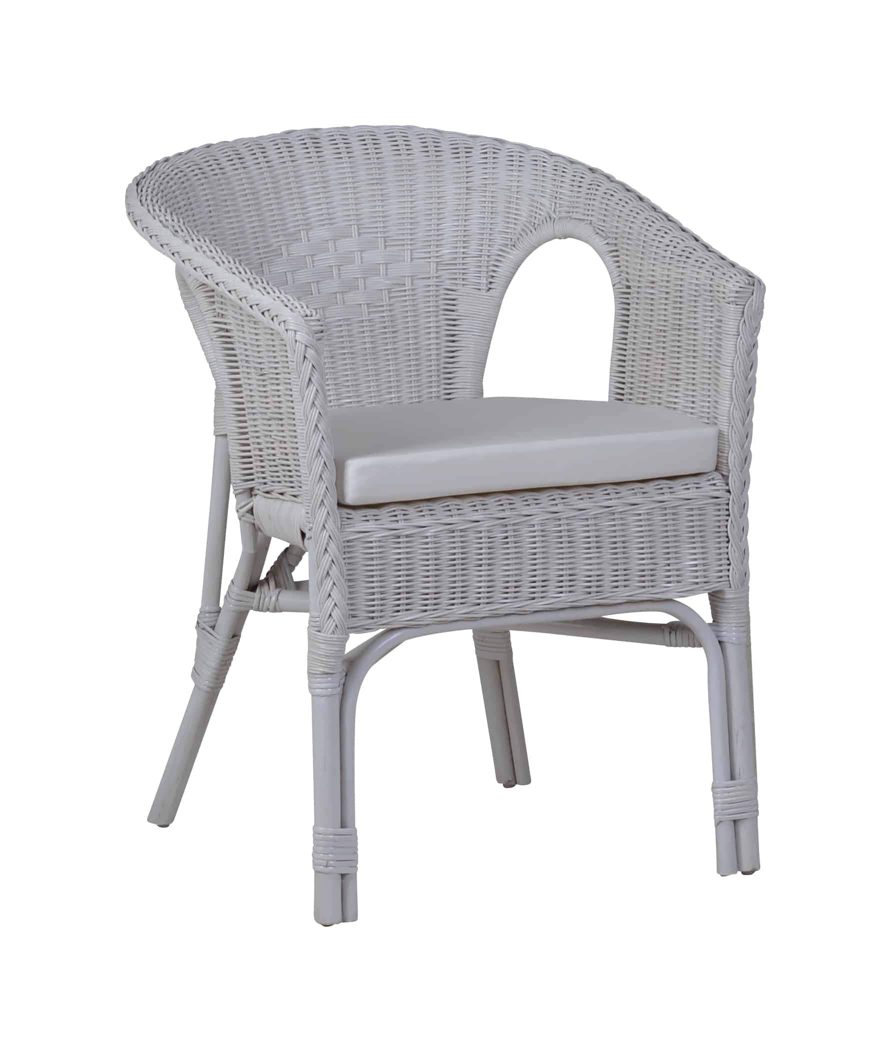 Armlehnstuhl Rattan 57x75x56 cm Landhausstil Rattan Weiß