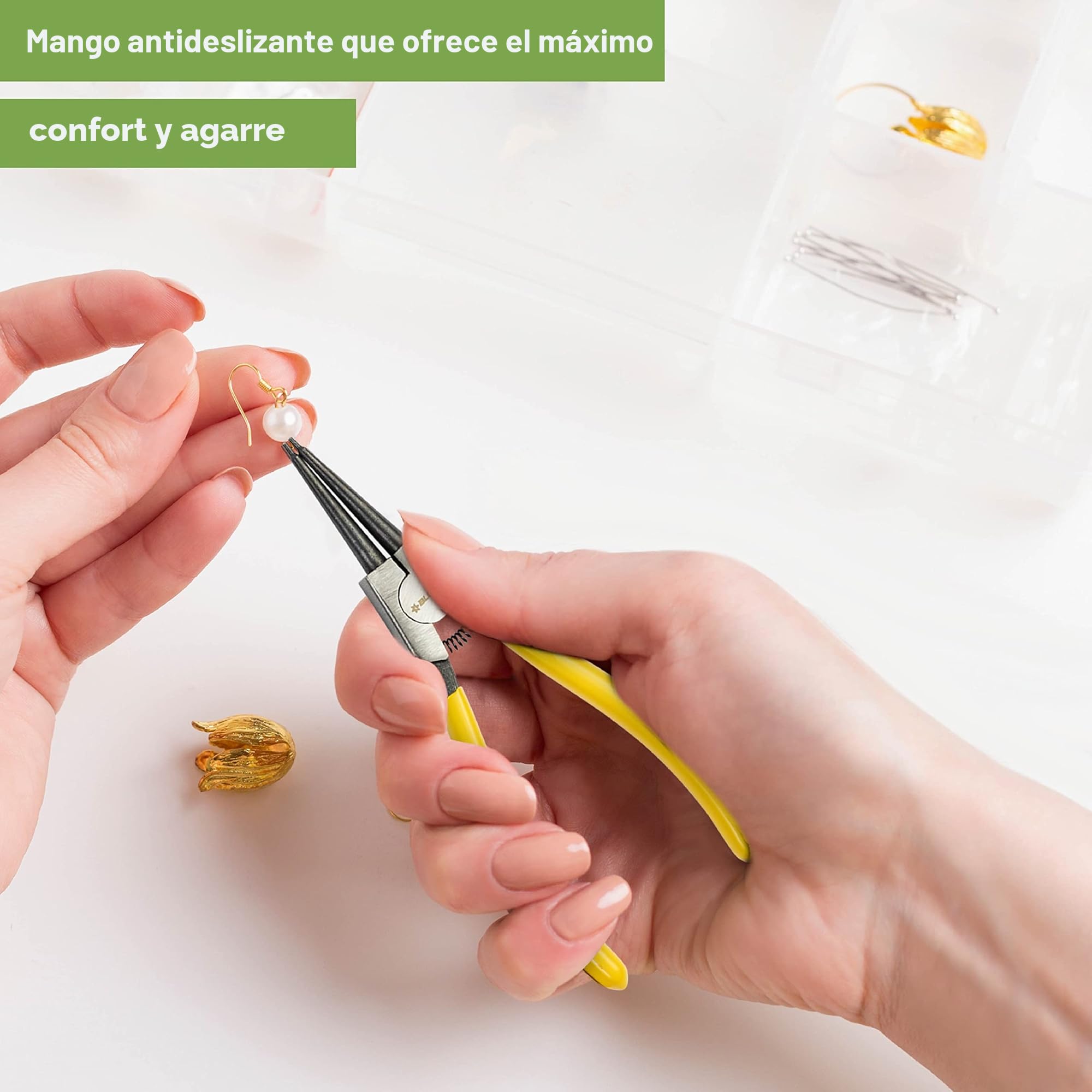 BLOSTM Juego de 4 Alicates Circlip - Alicates para Anillos de Retencion - Circlips Internos y Externos de 7" - Con Resortes Duraderos, Mangos Antideslizantes y Estuche de Almacenamiento (4 Piezas)