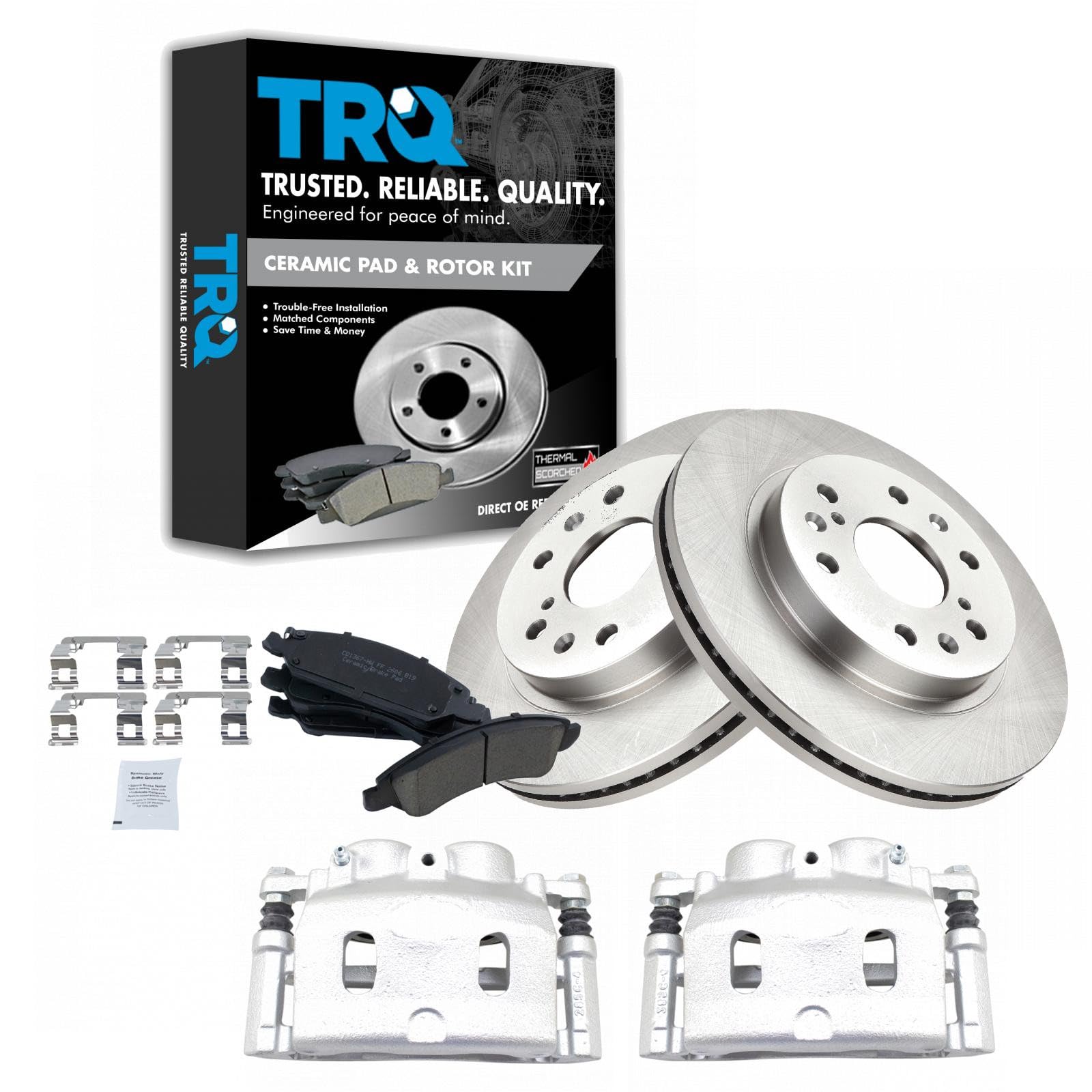 Amazon.com: TRQ Front Posi Ceramic Brake Pads Rotors & Caliper Kit