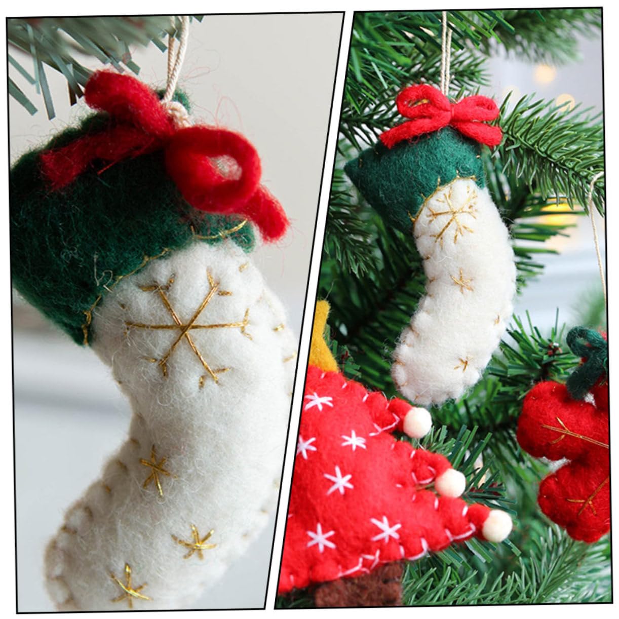 PRETYZOOM 2 Set Di Mini Pendenti in Feltro Di Lana A Forma Di Albero Di Natale Da Appendere Per Decorazioni Per Feste 6 Pezzi * 2