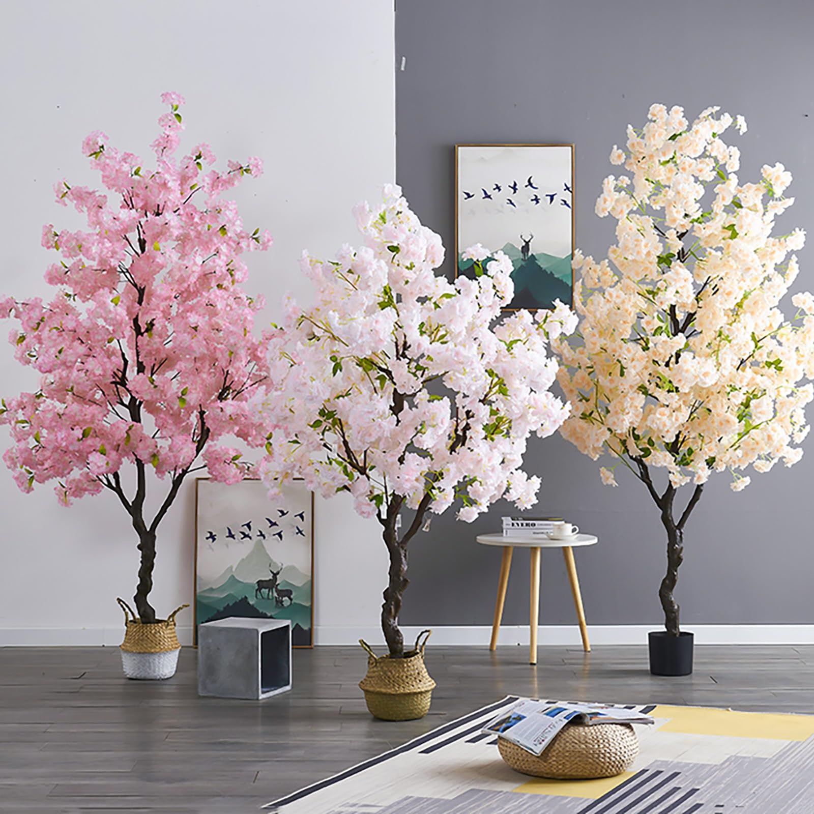 Cerisier Japonais Artificiel Fleurs Artificielles Fausse Plante, Arbres De Fleurs De Cerisier Roses Faits À La Main Arbre, pour Mariage Extérieur D'intérieur(Pink,50cm/19.7in)