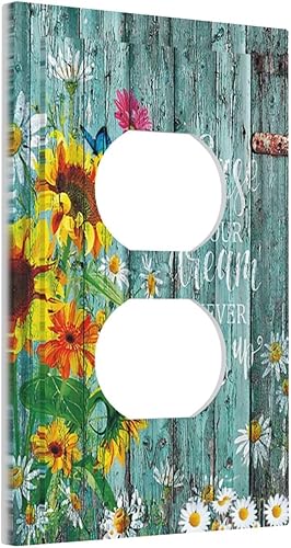 Miniatura 94 de Placa Cubierta de Interruptor de Luz de Palanca Individual con Diseño de Flor Botánica en Tablero de Madera Rústico Estilo Granja - Placa de Pared