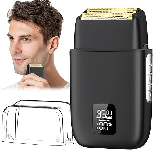 Miniatura 1 de Maquinilla de afeitar eléctrica para hombres, afeitadora de papel de aluminio de 3 velocidades, recargable, impermeable, pantalla LED, afeitadoras