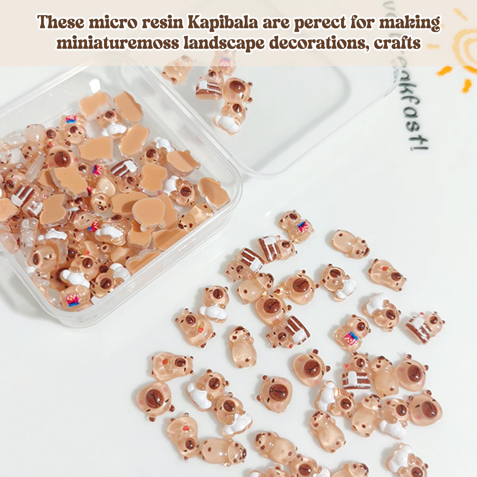 200 Pcs Mini Capybara Figures, Tiny Capybaras Miniatures Resin Animals - Image 3