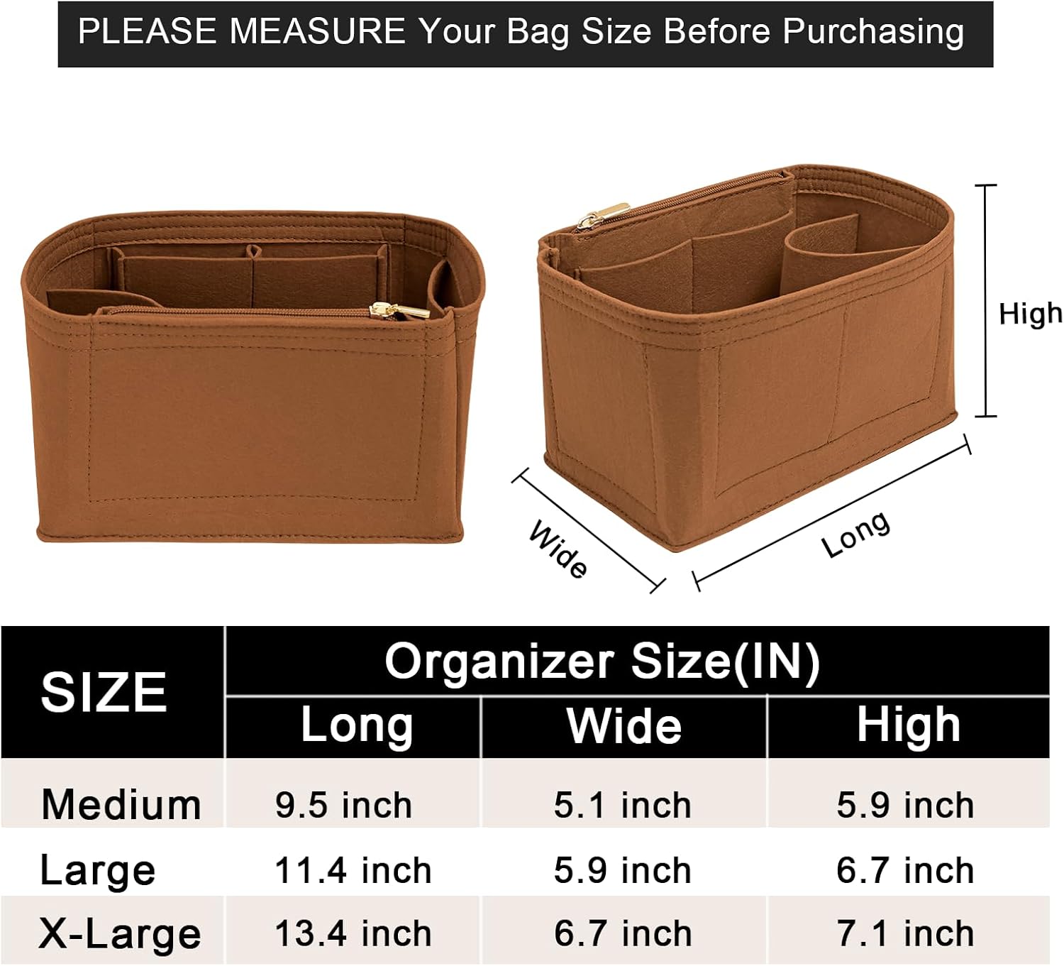 Purse Organizer Inserts for Speedy 30 Felt Purse Inserts HandBag and Tote bag Neverful Organizer Insert (EarthColor,Large - Image 2