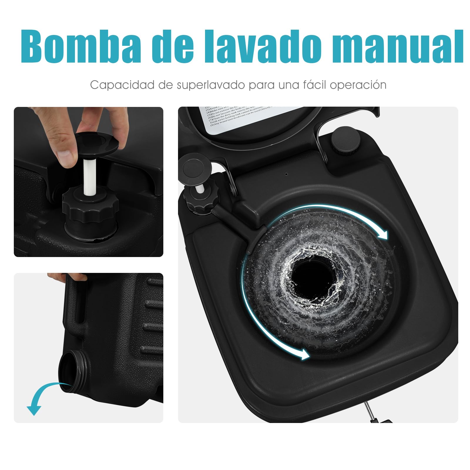 GOPLUS Inodoro Portátil Químico HDPE con 2 Tanques Desmontables