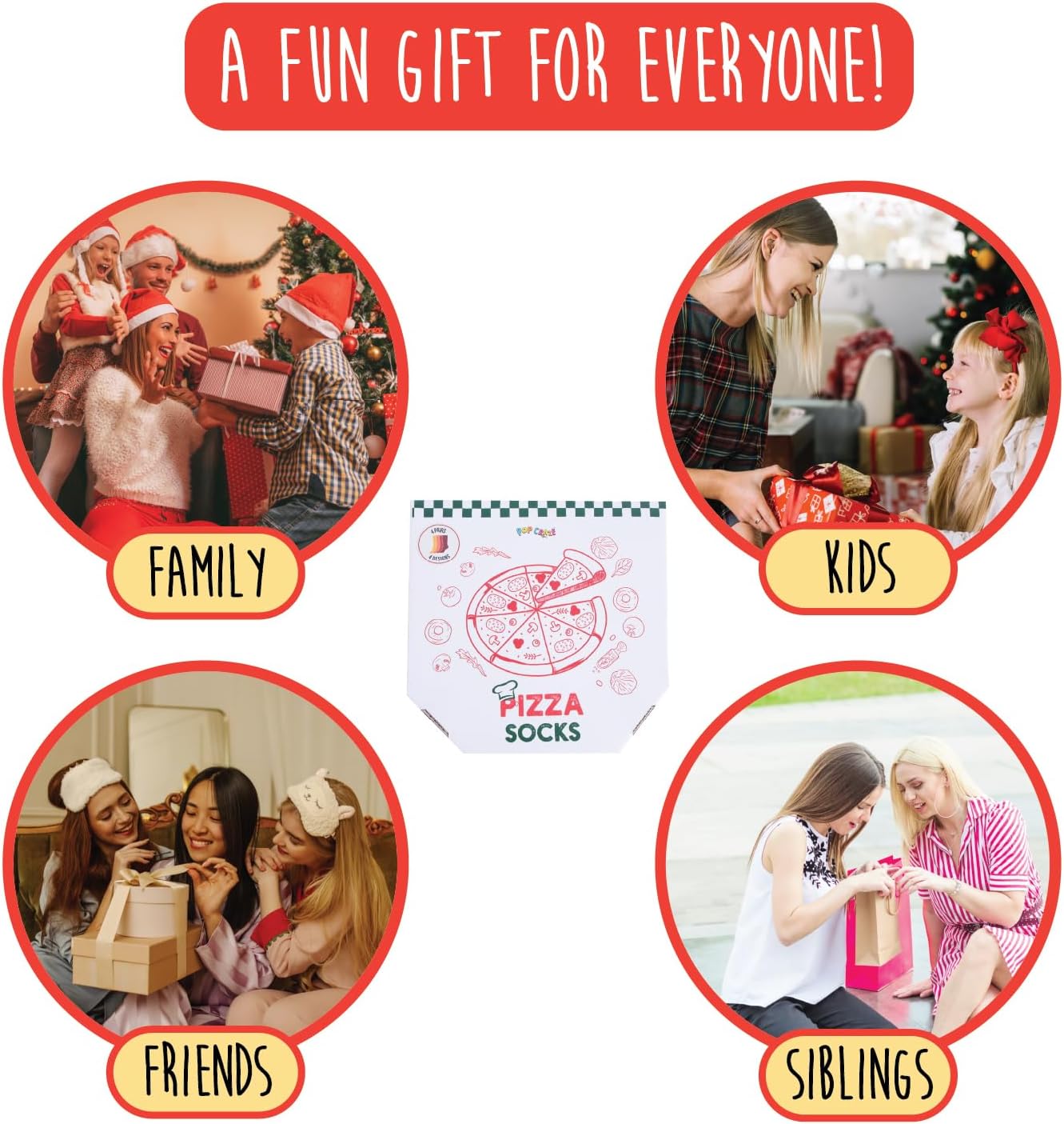 4 and 1 Pairs Pizza Socks in a Box with 2 or 4 Designs - One Size Fits Most.Novelty Socks. Funny Gift. Men, Women - Image 6