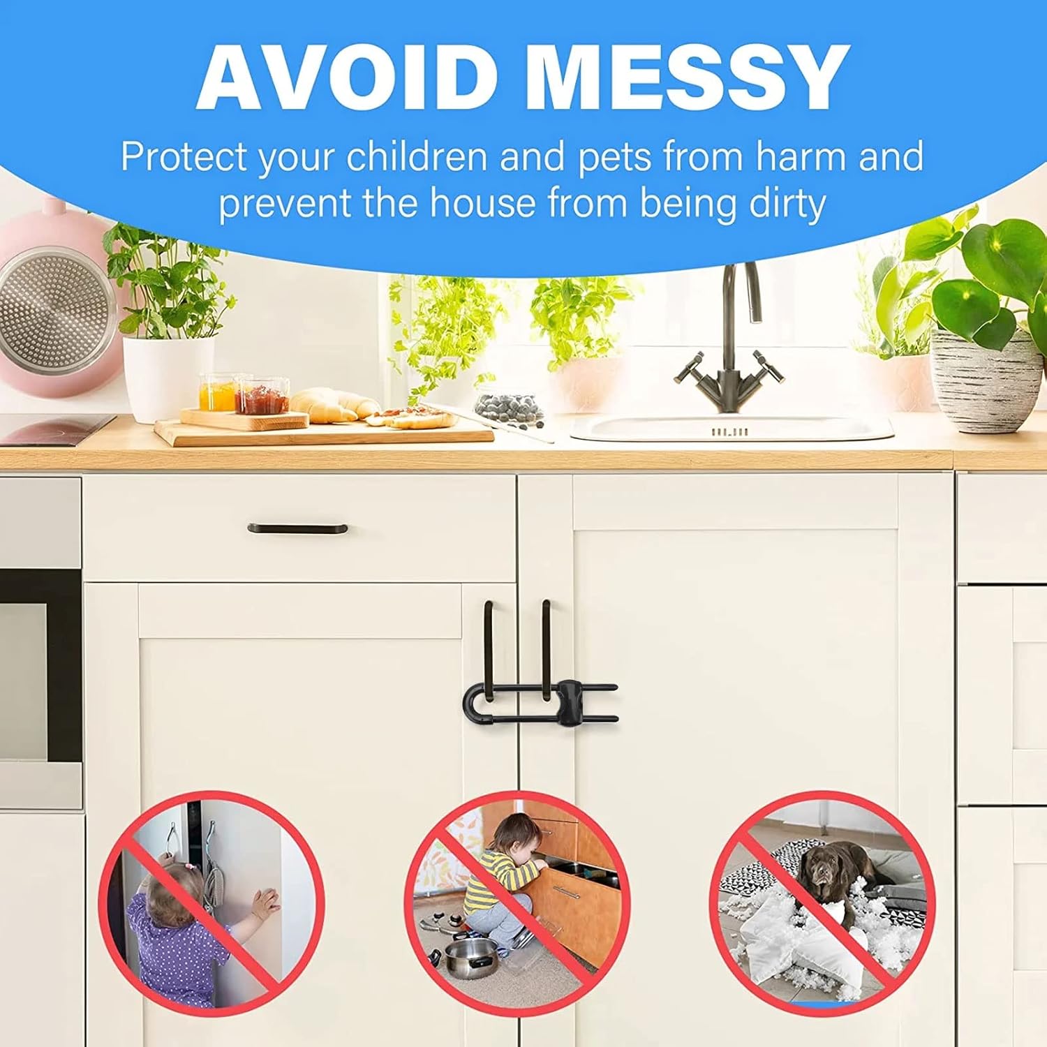 12PCS U Shaped Child Locks Safety Cabinet Childproof Latches for Storage Door Drawer Window (Black)