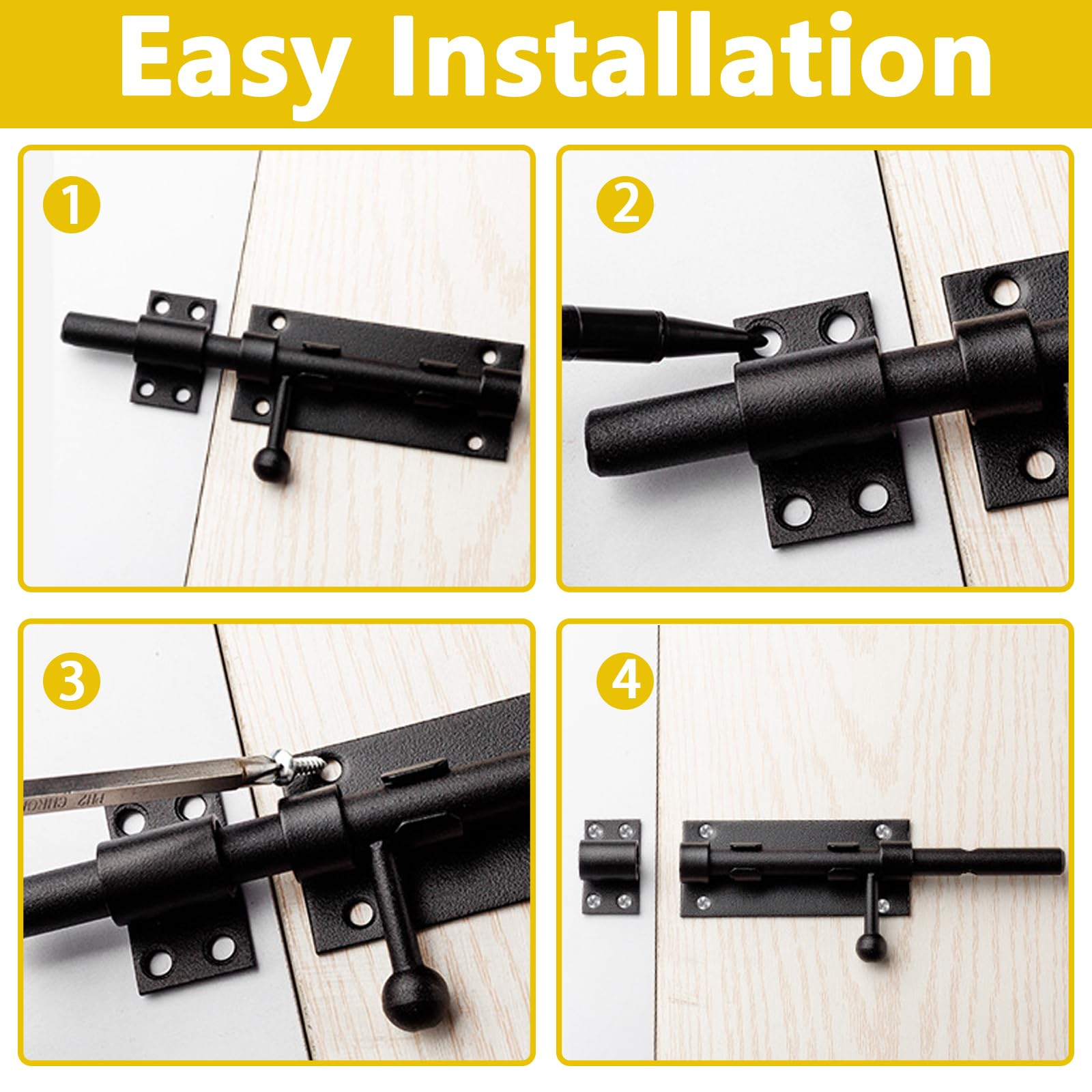 1 Pcs 8inch Gate Bolt, Heavy Duty Slide Gate Latch Bolt, Stainless Steel Material, Sturdy and Durable - Image 4