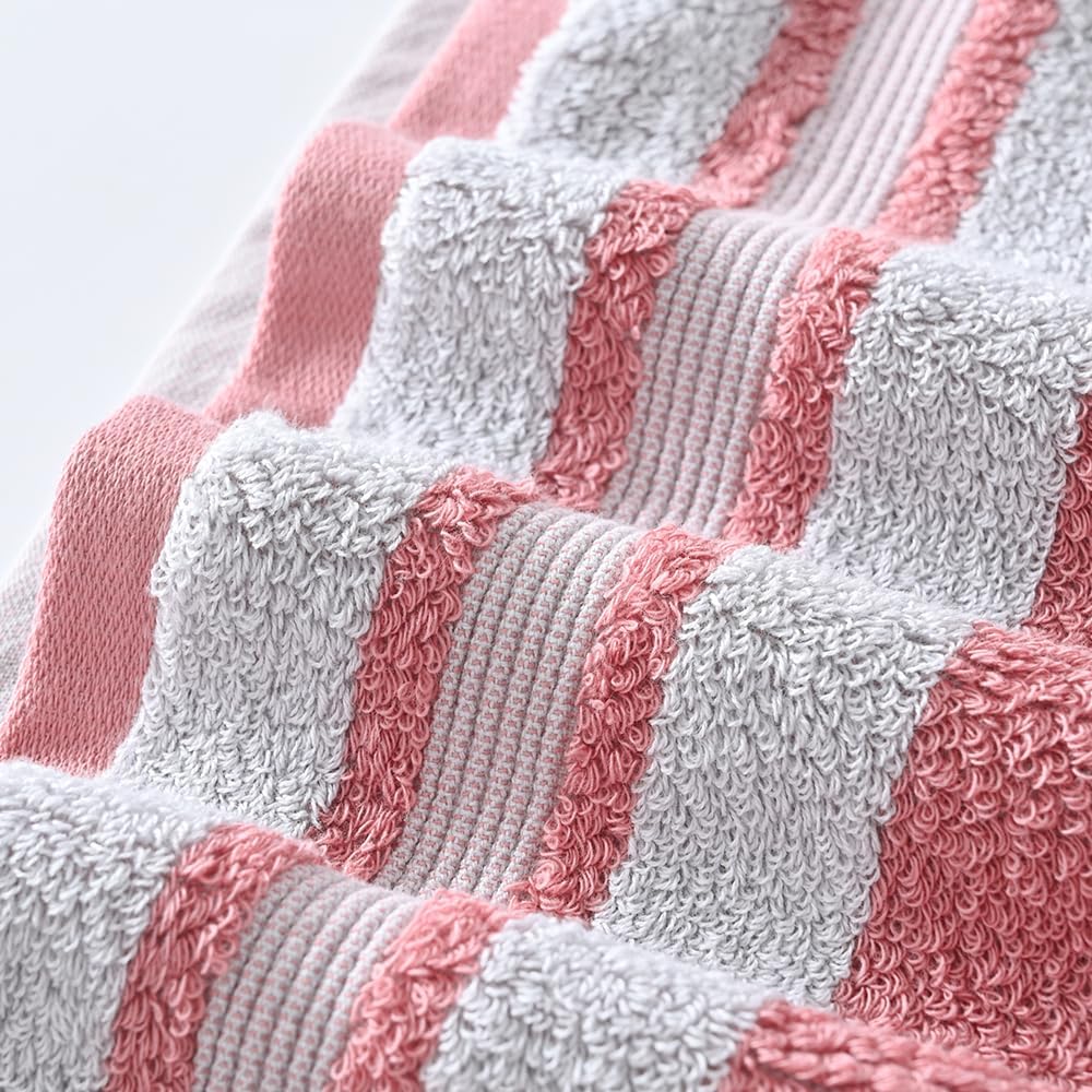 sense gnosis Couple Hand Towels with Pink & Grey Set of 2 Super Soft 100% Cotton Striped Pattern Highly Absorbent Decorative Hand Towels for Bathroom Spa 13x 29 Inch - Image 9