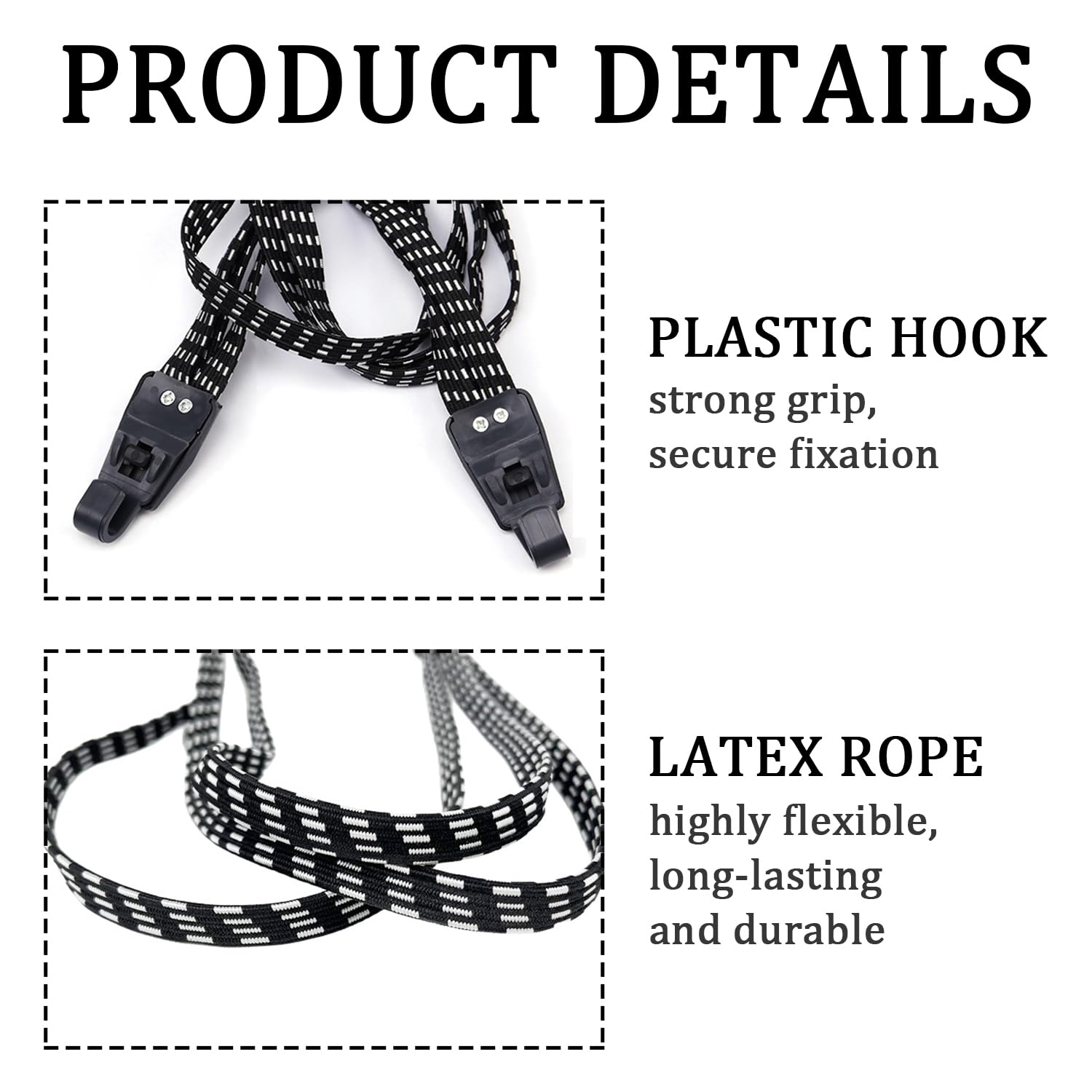 SYEYCW 3 Pcs Bicycle Luggage Straps, 73cm Elastic Bike Straps with Hooks, Elastic Adjustable Bike Lock Luggage Rope - Image 3
