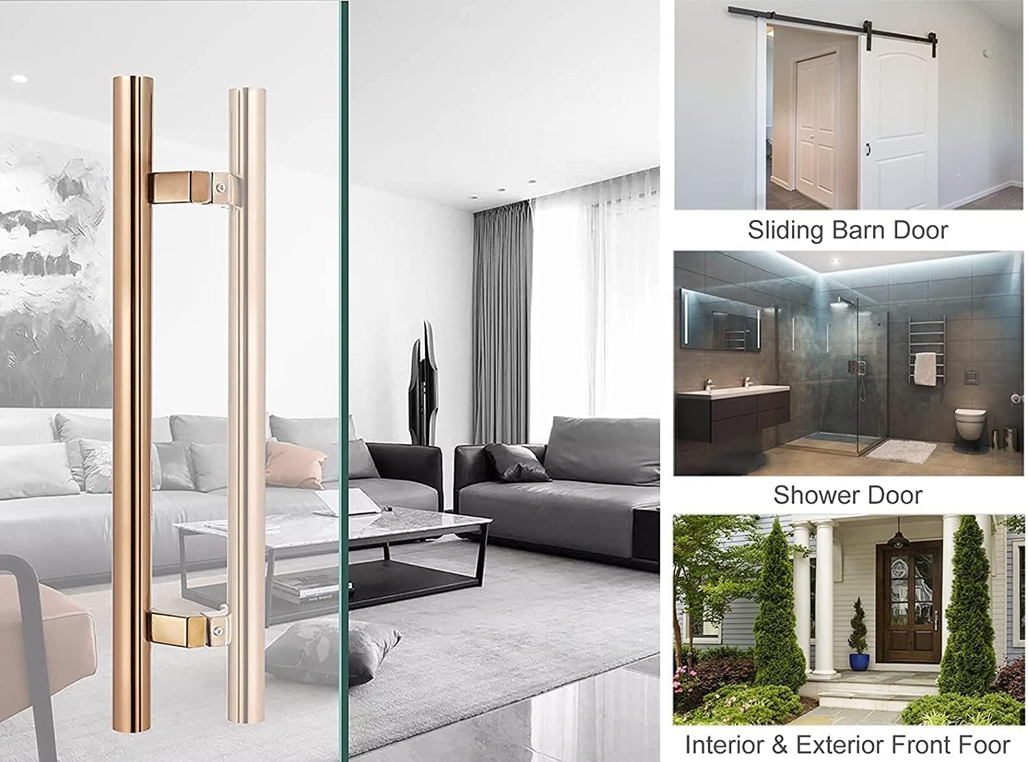 Door Handle Door Pull Glass Door Handle, Barn Door Handle, Sliding Door Pull Handles, Stainless Steel Pull and Push Door Hardware Set, Industrial Grab Bar for,Garage,Sheds