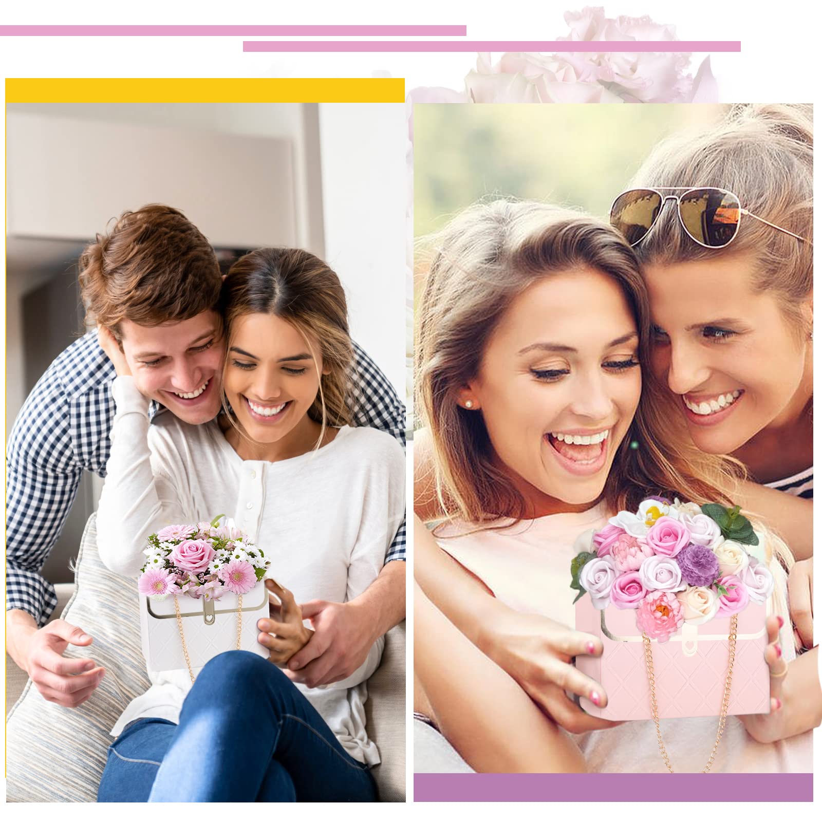 Jeyiour 40 Sacchetti Porta Fiori In Carta Kraft – A Cono Con Manico, Marrone, Per Bouquet E Regali