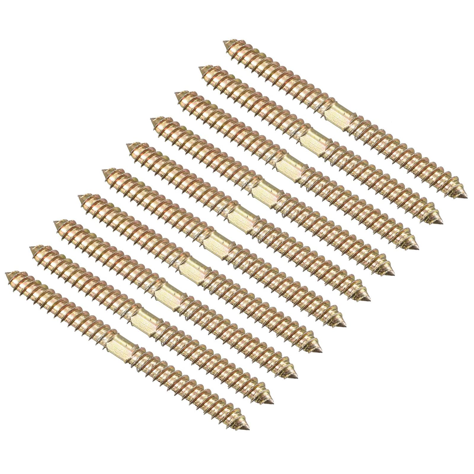 TOP-VIGOR 24Pcs Hanger Bolts, M8x100mm Double Ended Self-Tapping Thread Wood to Wood Dowel Screws, Double Ended Dowel Screws
