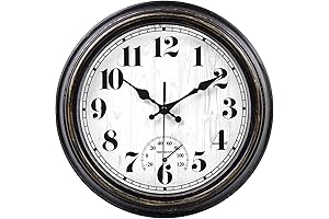 45MinST Waterproof Wall Clock with Thermometer