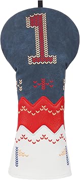 Golf Club Head covers for Driver 460CC DR #1 Elastic Closure Blue&Red&White PU Leather