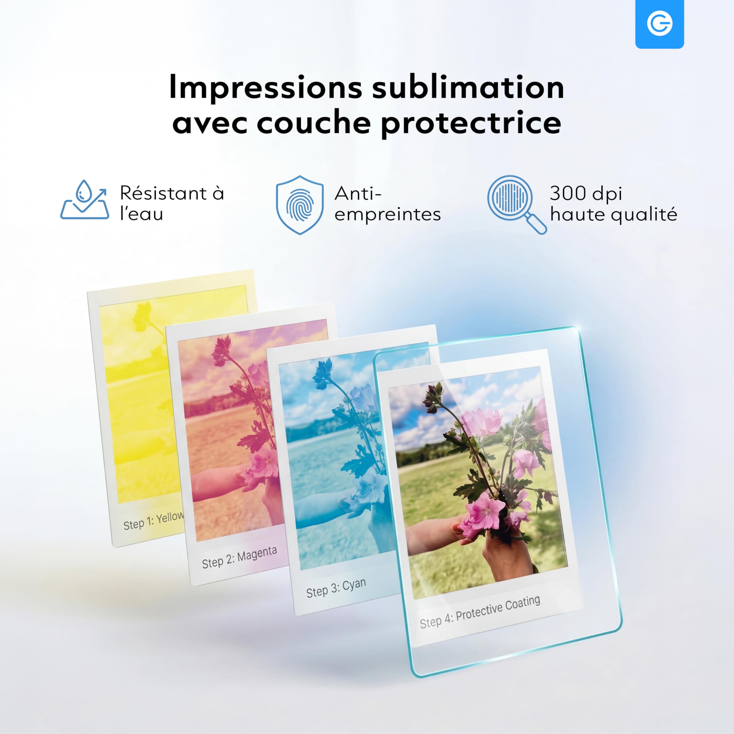 Silvergear® Fotodrucker für Smartphone | Mini Drucker Bluetooth mit App | iOS & Android | 300dpi Sofortbilddrucker | 4Pass-Farbsublimation | Hochzeit & Journaling | inkl. Fotoblätter 5,4×8,2cm | Weiß