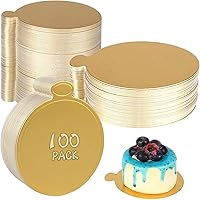 JIANFA 100 Pack 3.5 Inch Gold Round Cake Boards - Disposable Eco-Friendly Bases for Cupcakes, Mousse Cakes & Desserts (9cm)