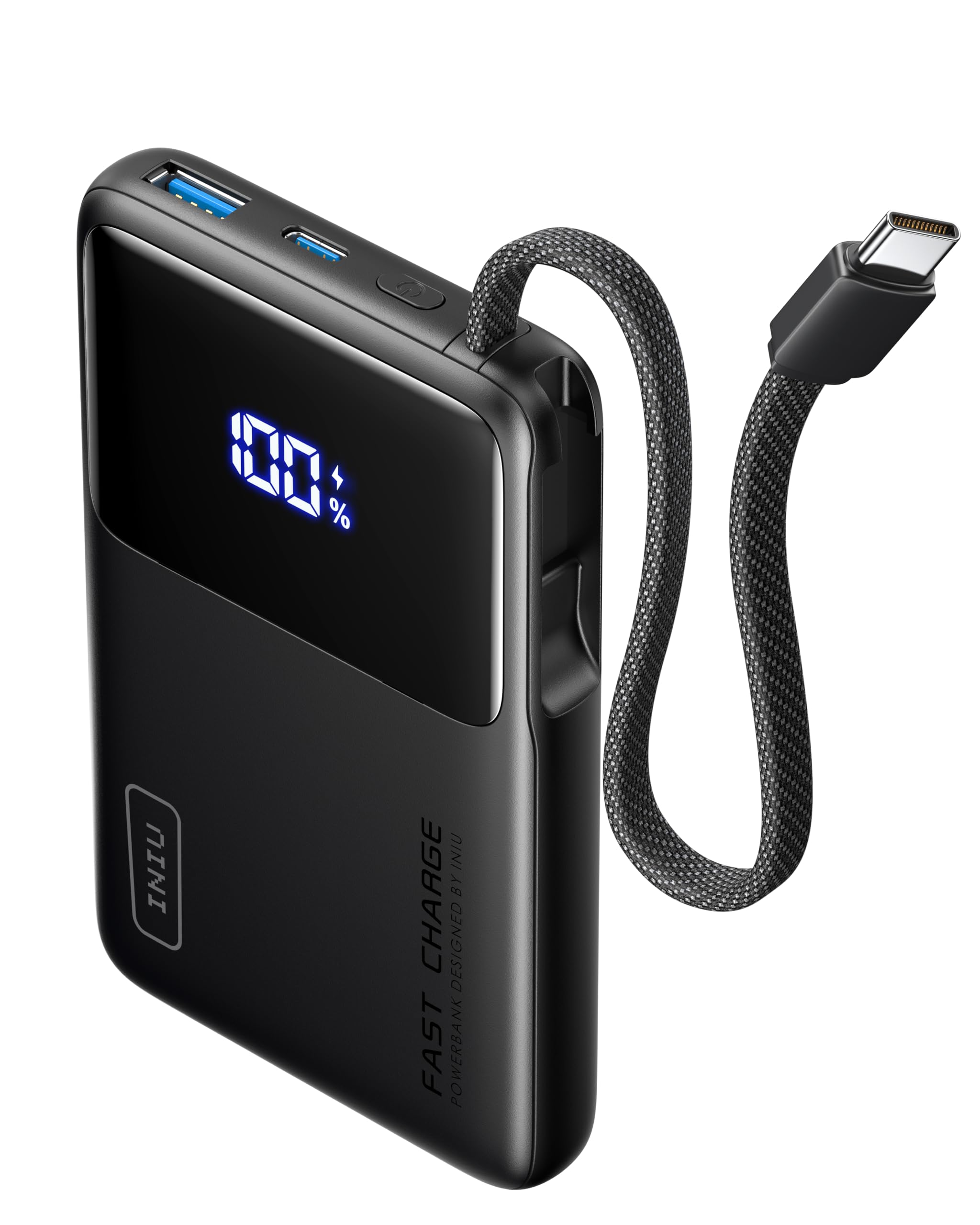 INIU Portable Charger, Smaller 45W Fast Charging Power Bank, 10000mAh Black | Flight-Safe…