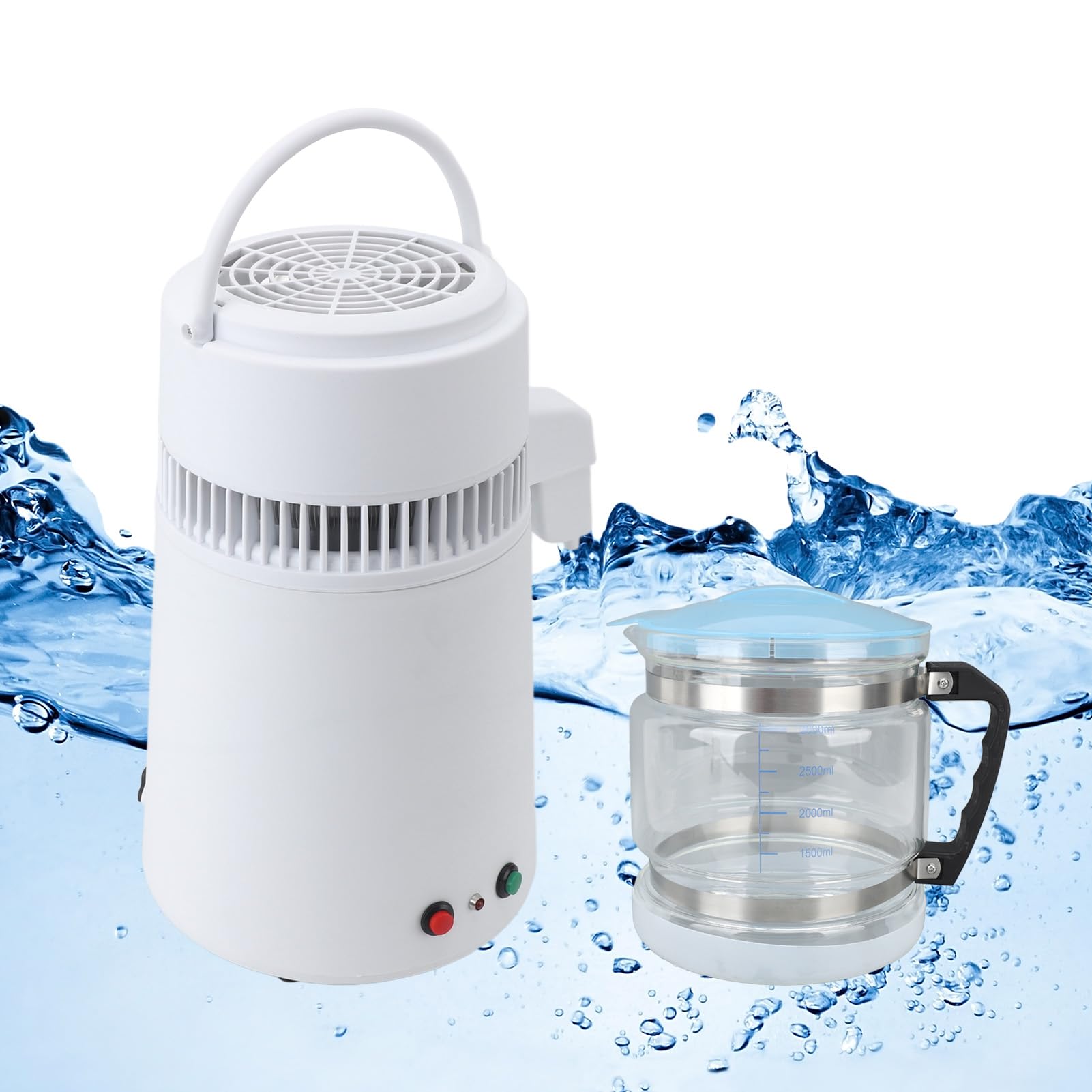 Destilador de laboratorio casero con apagado automático, jarra de vidrio de 4L, fabricante de agua destilada, 750W