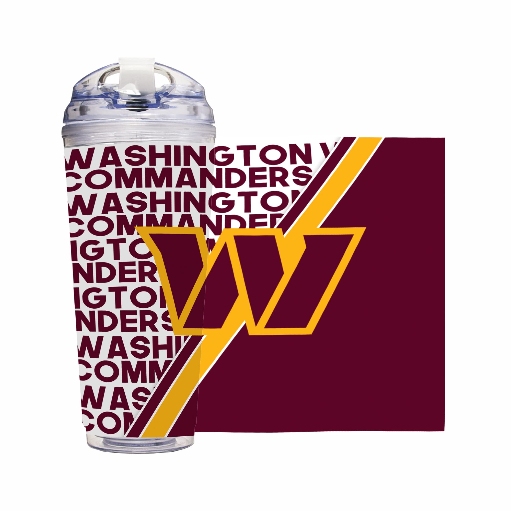 Rico Industries NFL Football 24oz Acrylic Tumbler with Hinged Lid, Officially Licensed Double Wall Tumbler for NFL Fans