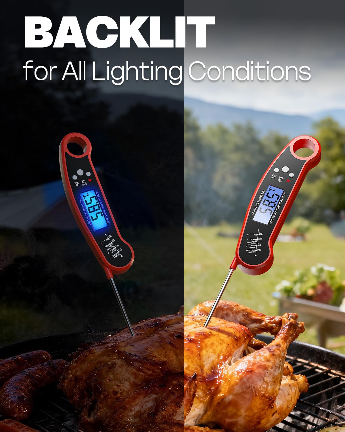 BESROY Meat Thermometer Digital,Instant Read Meat Thermoteter Probe for Cooking,Foldable Food Thermometer for Kitchen,BBQ, Candy,Mike,Water,Temperature Probe with Water Proof,Kitchen Essentials — view 4