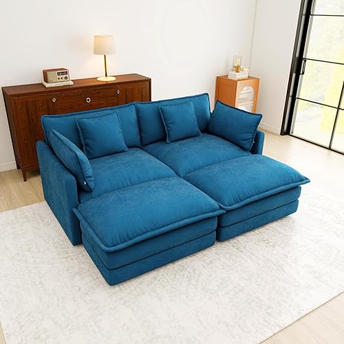 Miniatura 88 de Sofá gris de gran tamaño con una sola nube, sofás seccionales grandes de acento moderno para sala de estar, sofá modular de tela de chenilla, juego