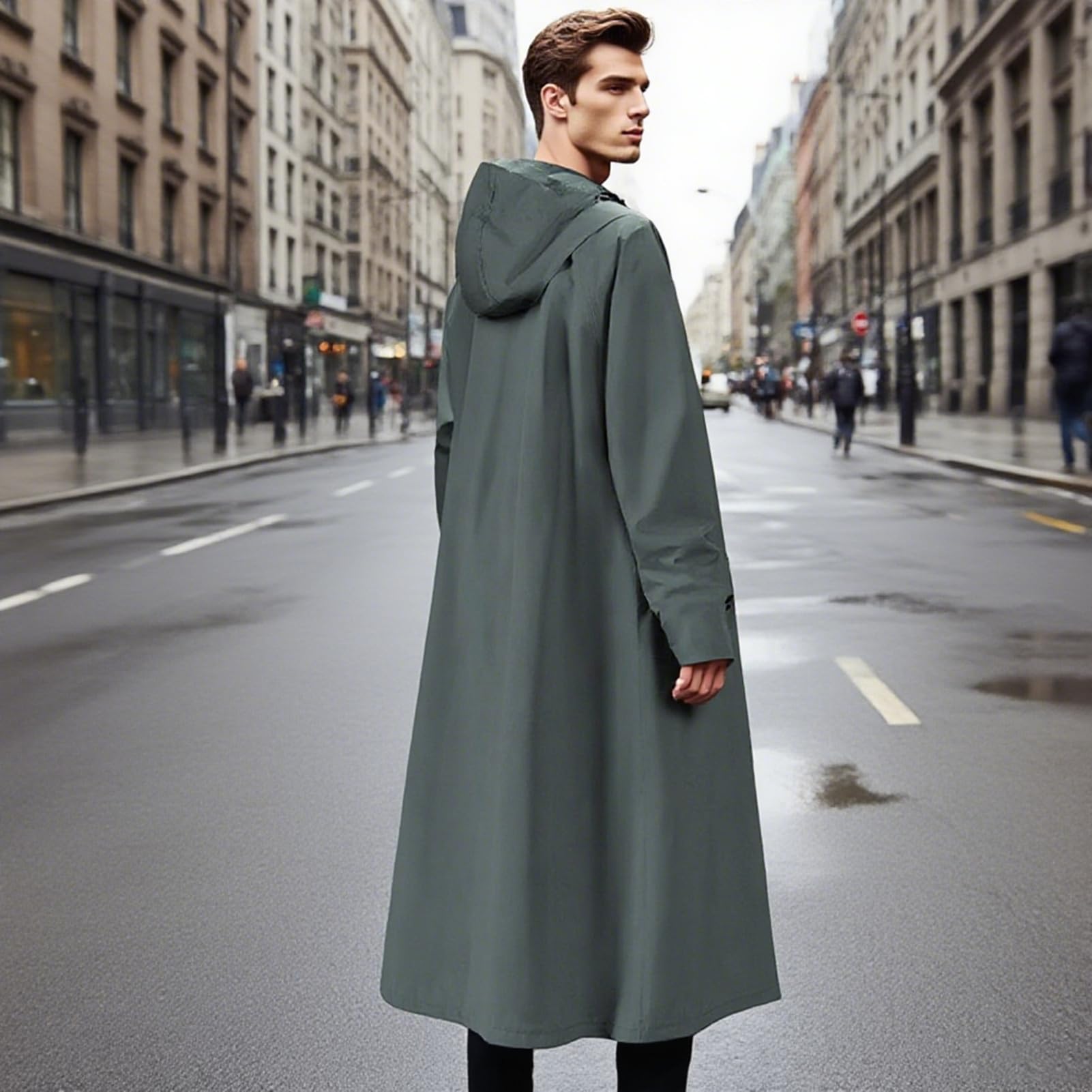 Manteau de pluie long, veste de pluie imperméable longue | Trench coupe-vent pliable poncho coupe-vent pour vélo, trajets en déplacement, pêche
