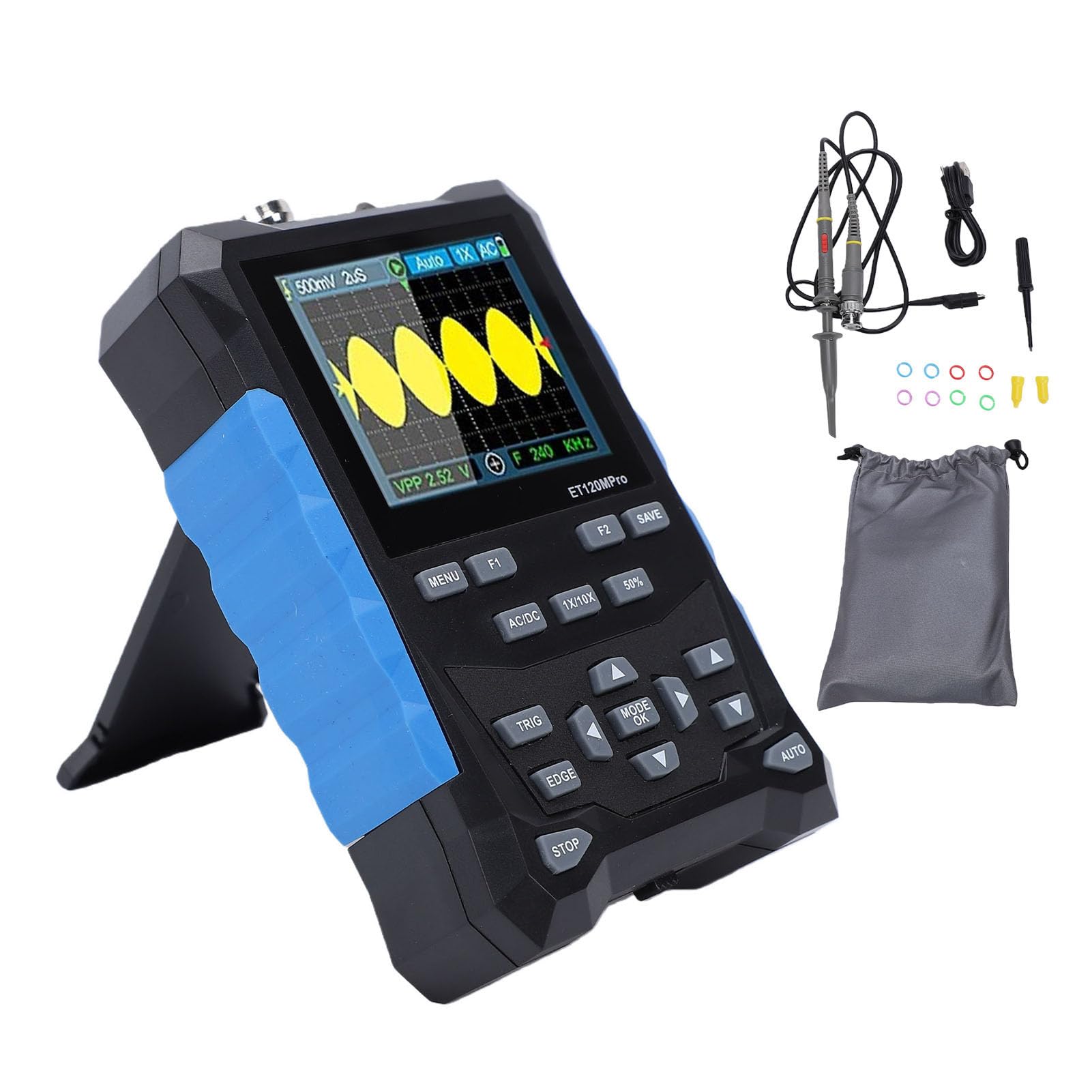 Generic Osciloscopio Digital Portátil con Ancho de Banda de 120 MHz Excelente Precisión para I+D y Educación Pantalla a Color de 2,4 Pulgadas