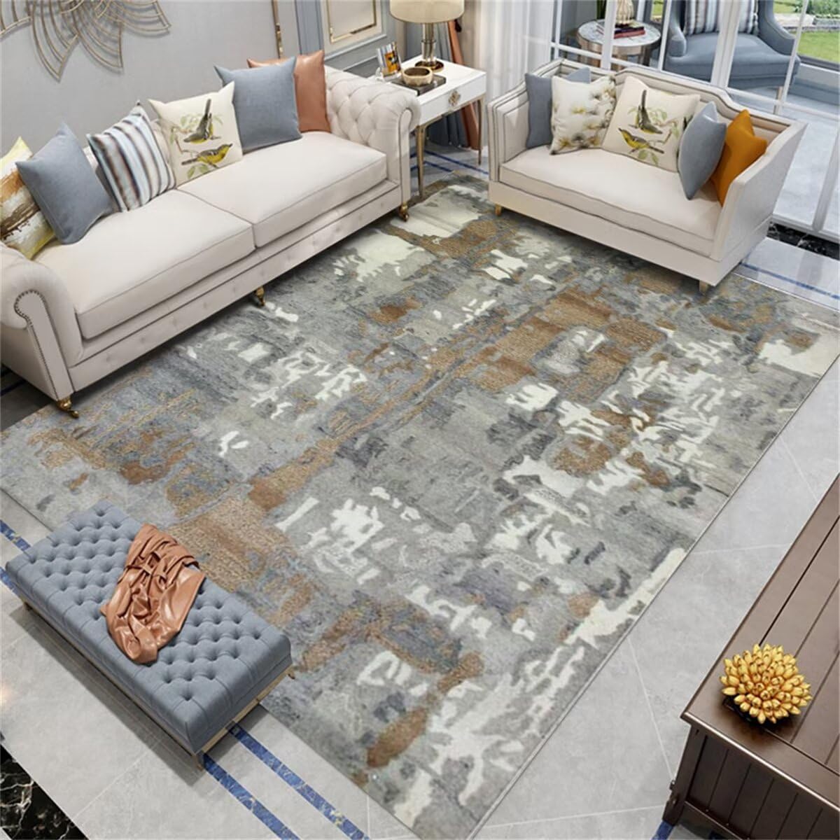 Tappeto Letto Camera Tappeto Shabby Grigio Semplice Soggiorno Tappeto Divano Accessori Facile Cura Lavabile Decorazioni Salotto Moderno 80X150CM