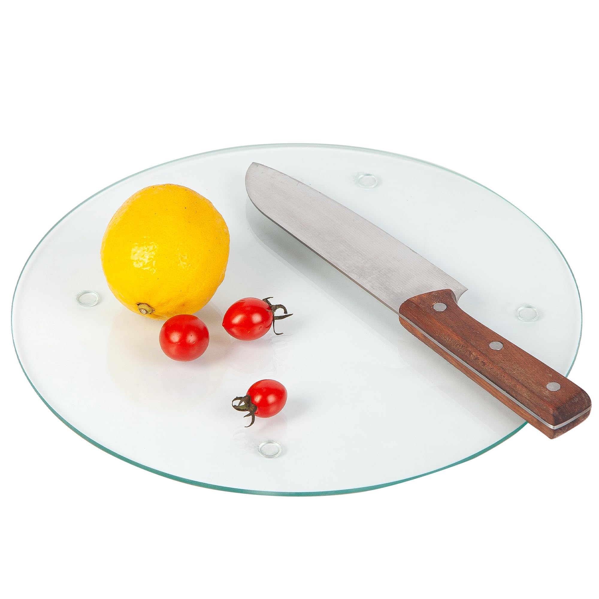 11.8" Round Glass Cutting Board for Kitchen Counter Protector, Tempered Glass Chopping Boards Dishwasher Safe, Small Clear Countertop Tray, Scratch Resistant, Heat Resistant