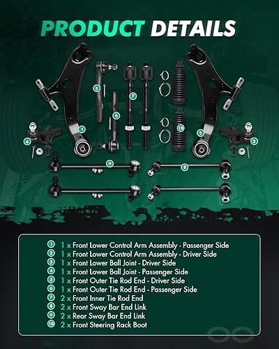 Miniatura 3 de SCITOO Brazo de control inferior delantero con kit de suspensión de rótula para Toyota Camry 2007-2011 para Toyota Camry extremo de barra de