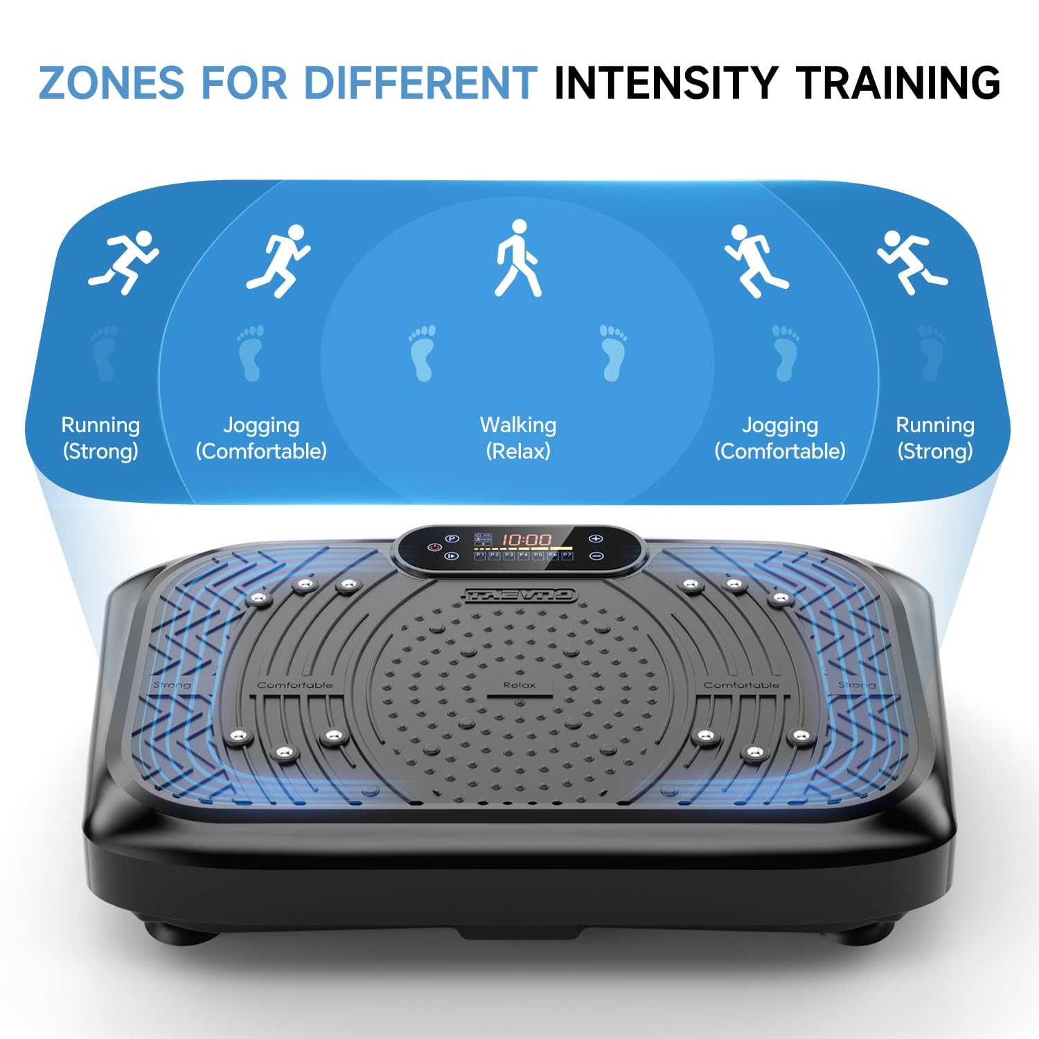 Taevno Vibration Plate Exercise Machine,Vibration Plate Machine 199 Adjustable Speed,Vibrating Plate Exercise Machine Automatic Mode P1-P7,Vibration Platform with Bluetooth 450 Lbs Capacity - 3