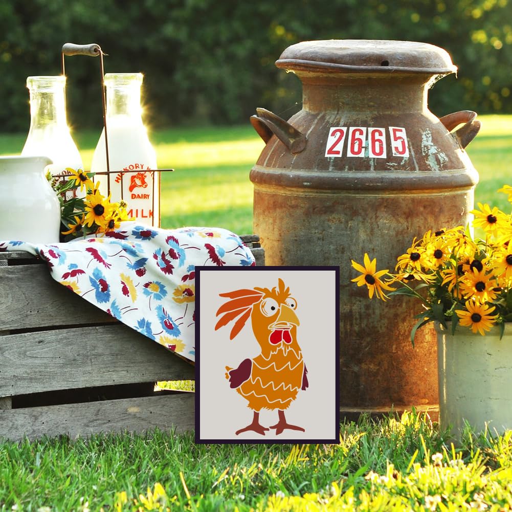 FINGERINSPIRE Chicken Stencil: Crazy Chicken Pattern, 21x29.7cm, Plastic PET, Reusable - Image 4