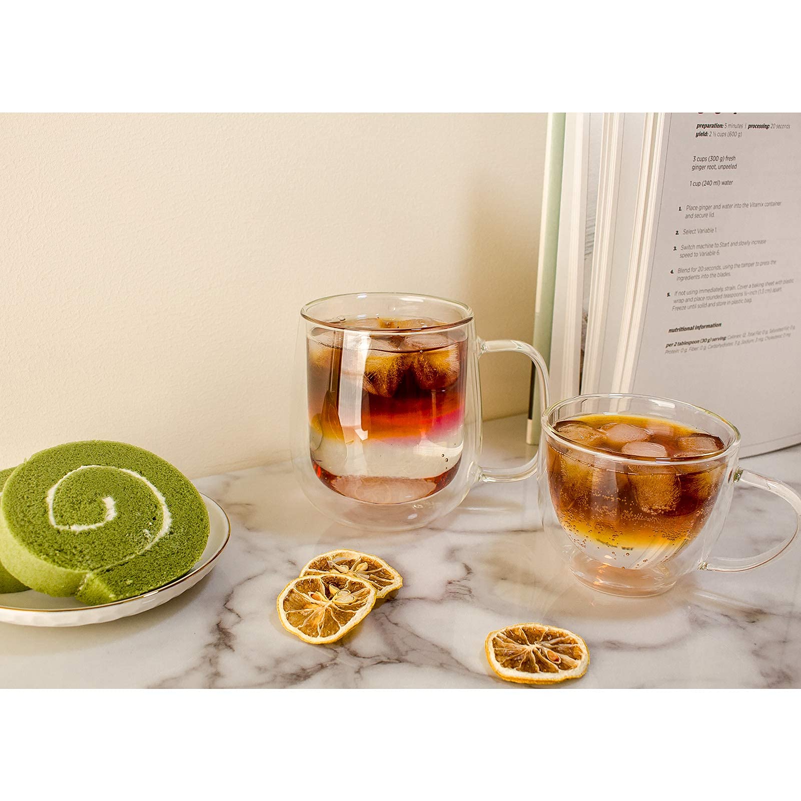 Baskety Cappuccino Glass Mugs 200ml - Clear Double Wall Insulated Coffee & Espresso Cups with Handles for Hot Beverages, Stylish Glass Mugs,(Pack of 2) 2