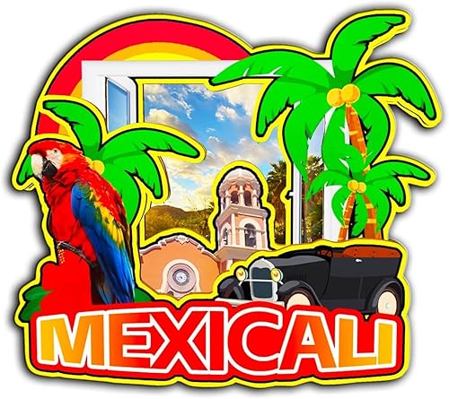 Mexicali - Imán de México para nevera, monumentos de madera en 3D, recuerdos coleccionables de viaje, decoración hecha a mano, 2020