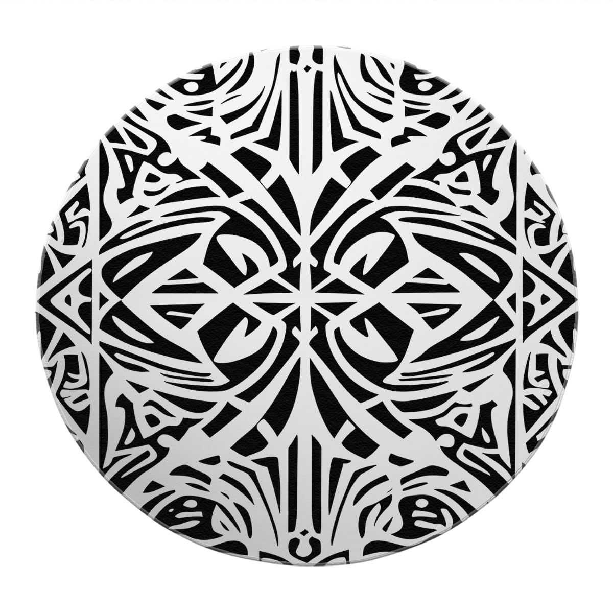 Tapis rond noir et blanc tribal géométrique moderne et grand tapis de sol pour salon
