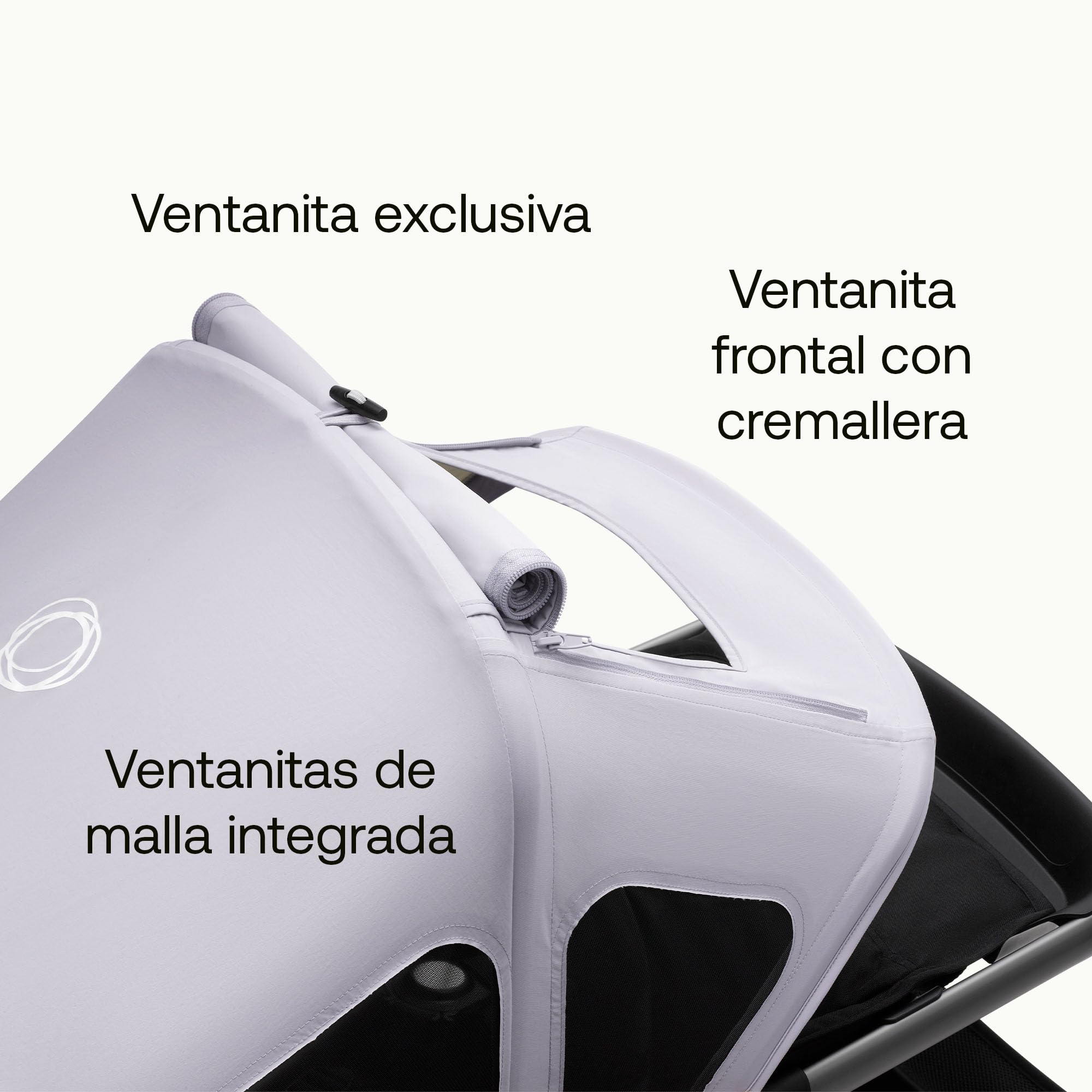 Bugaboo Breezy - Toldo solar con paneles de ventilación y mosquitera integrada, compatible con cochecitos Fox, Kangaroo, Cameleon 3 y Lynx, tela UPF 50+ y protección repelente al agua, cereza oscura