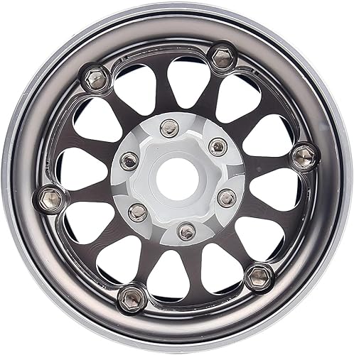 Miniatura 5 de INJORA 4 unidades de metal 1.9 Beadlock llanta de rueda de 12 radios para SCX10 Pro 1:10 RC Crawler Axial SCX10 II 90046 SCX10 III AXI03007 TRX-4