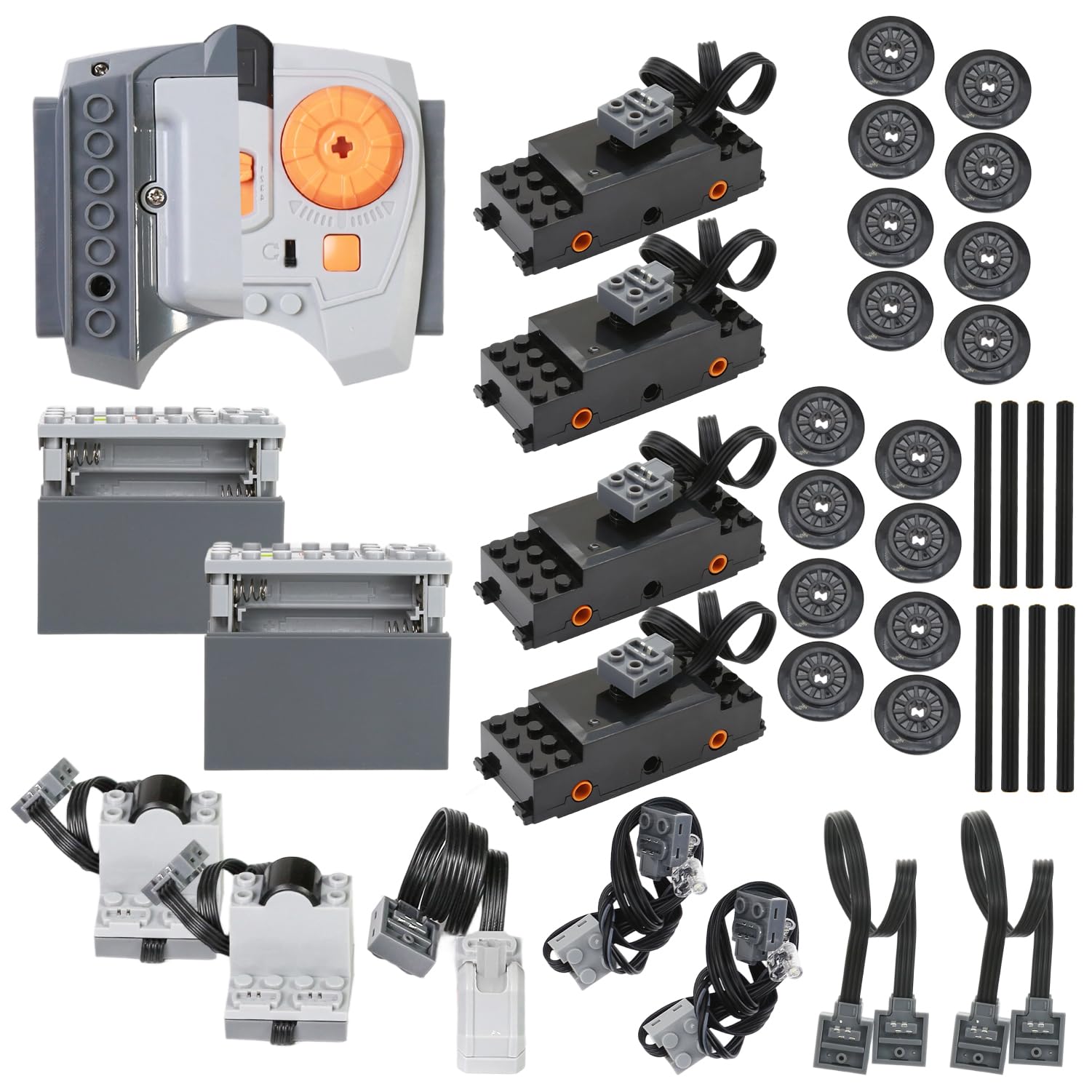 38 pièces Composants électriques compatibles avec Les Ensembles de Train de Blocs de Construction, Assemblage STEM du kit de Moteur pour Briques, Fonctions de contrôle pour Briques MOC
