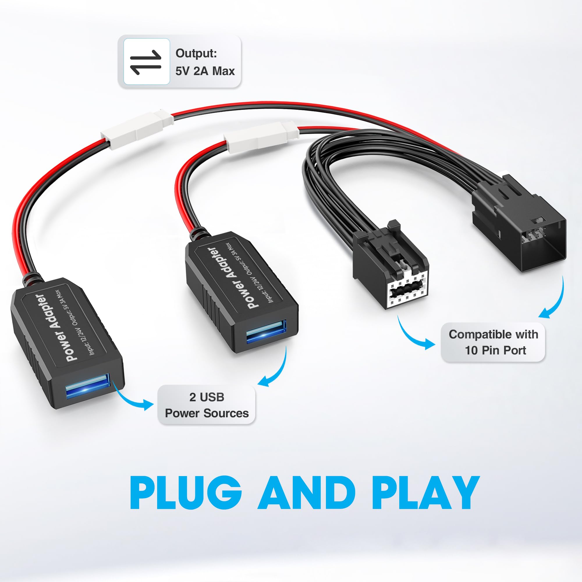 Pixelman - Adaptador de cable de cargador GPS para Garmin (10 pines tipo D), compatible con Chevrolet Silverado/Equinox, GMC Sierra, Cadillac, Buick, etc.