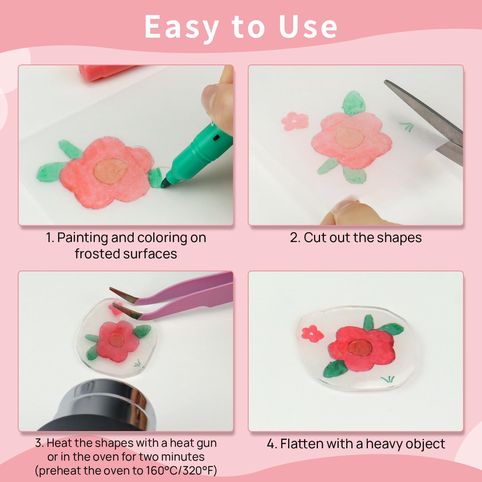 Hanqing 30 Pcs Shrink Plastic Sheets, Semitransparent Sanded Shrink Films Papers for Craft DIY Creating Key Chains(A5/7.9 x 5.7 inches) - Image 3