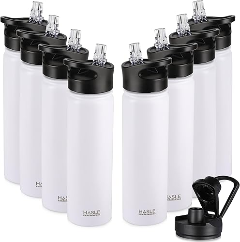 Miniatura 76 de HASLE OUTFITTERS Botella de agua deportiva de acero inoxidable de 32 onzas, aislada al vacío, de doble pared, a prueba de fugas, con 2 tapas (tapa