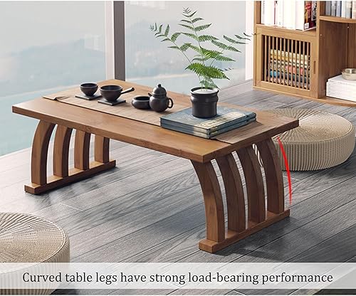 Miniatura 5 de Mesa de centro Zen Mesa de camping de madera, mesa de centro minimalista Mesa auxiliar de madera maciza Mesa auxiliar de madera de baja altura
