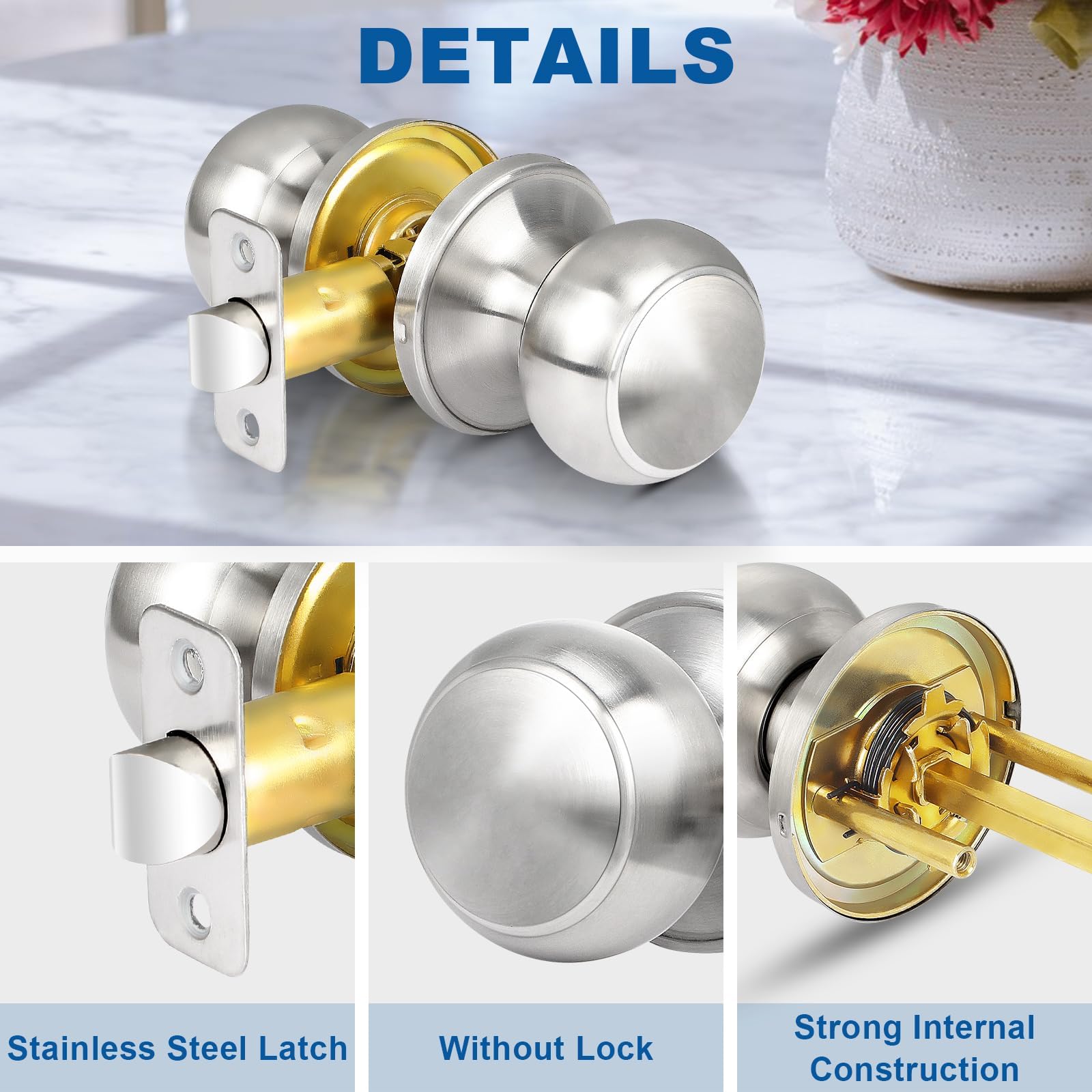 Brushed Nickel Door Knobs - 10 Pack -7